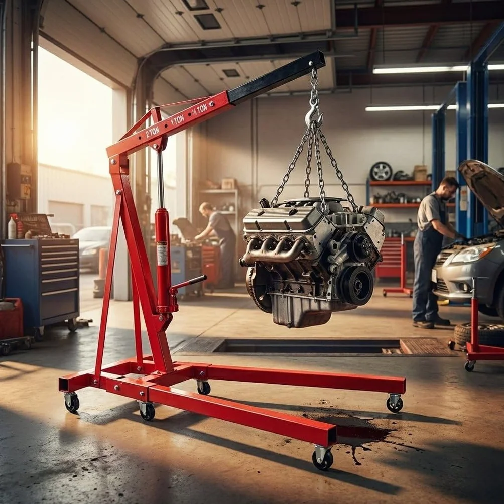 Alza motori pieghevole su ruote 2 tonnellate braccio regolabile 4 posizioni 158x106x156 cm