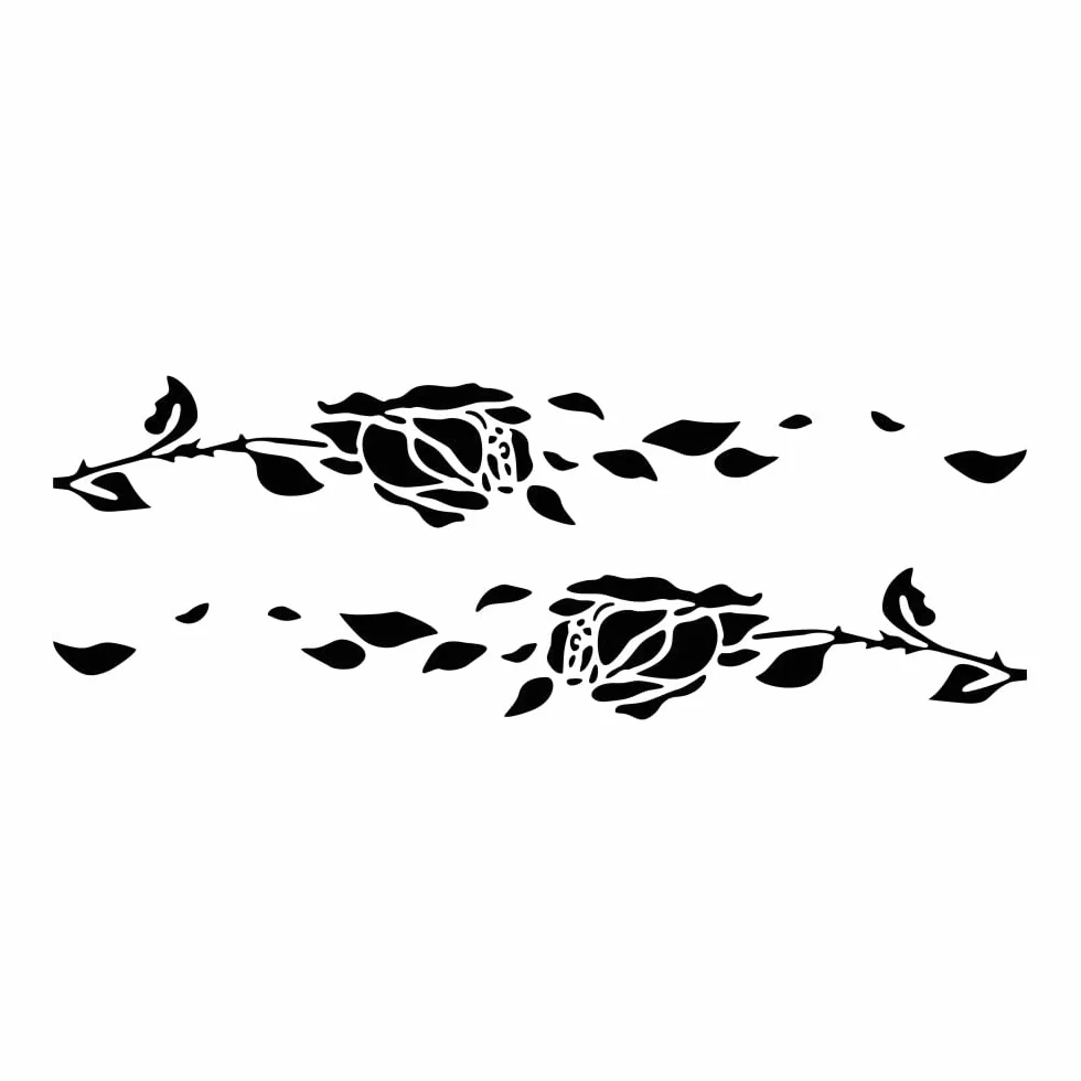 Adesivi Auto,Autoadesivo Del Corpo Dell'Automobile Con Rose Pattern Vinile Auto Decorazione Adesivo 2 Pezzi(Nero)