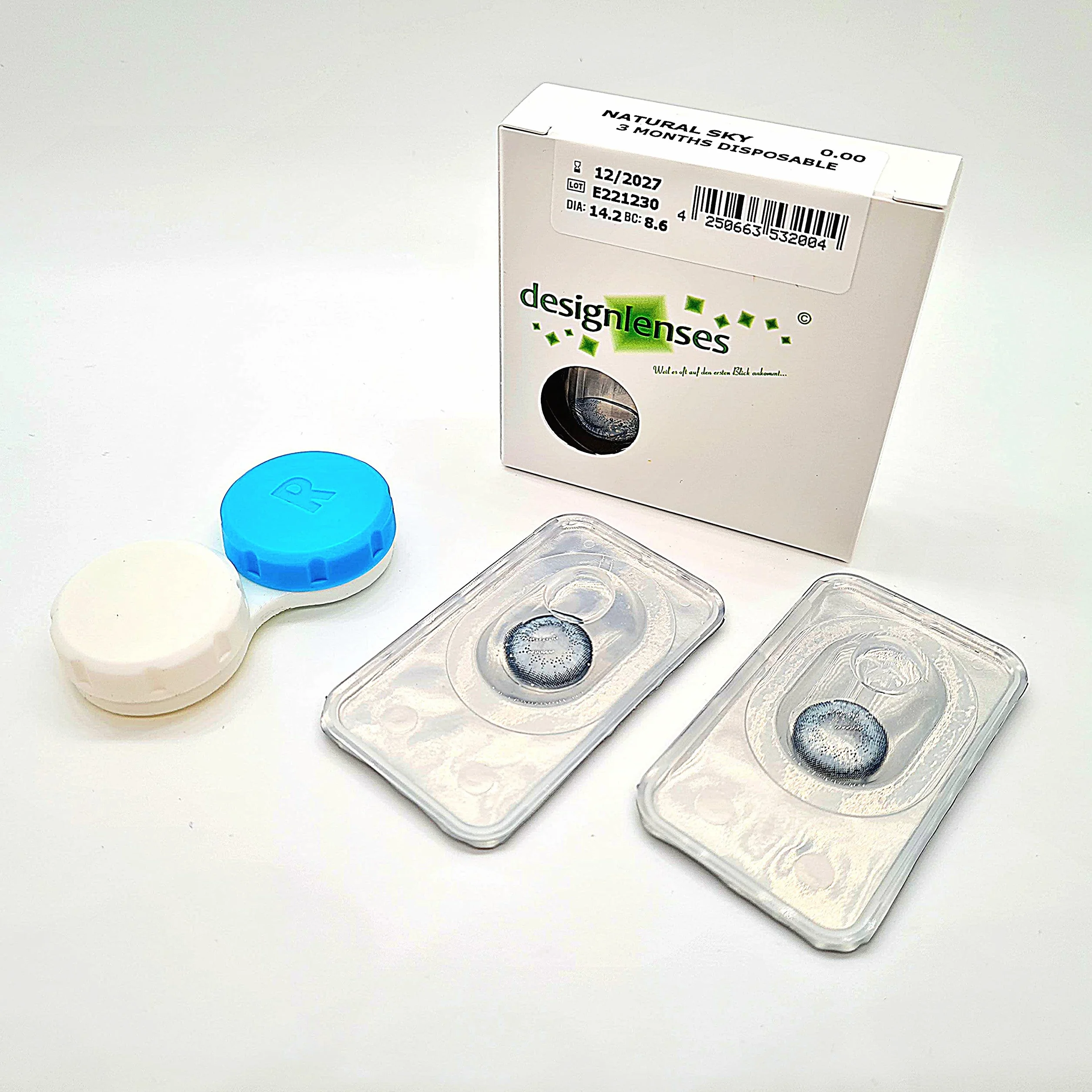 Lenti a Contatto Colorate Cielo Blu Natural Sky, 1 Paio (2pz), Mensili, Buono per Occhi Scuri, Caso Incluso
