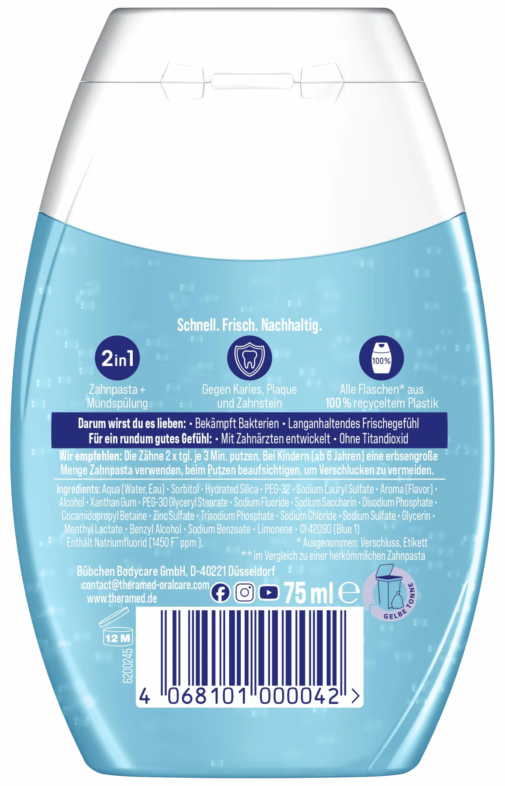 THERAMED Fresca 2 in 1 Dentifricio e Risciacquo 75 ml