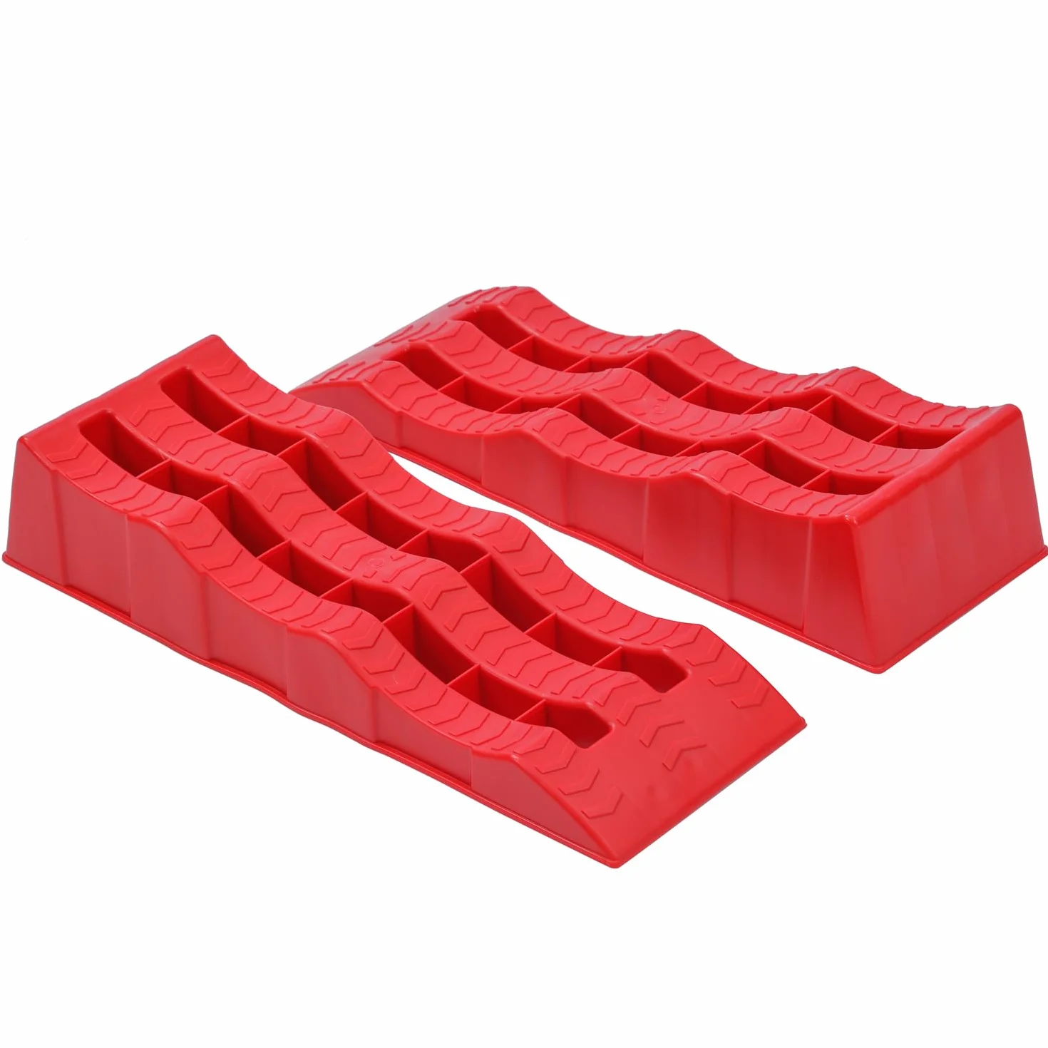 KATSU 2 pz Rampe di livellamento per roulotte Capacità 4 Tonnellate Heavy Duty 3 gradini in plastica per camper Camper Rampe per marciapiede Livellatori per blocchi di ruote