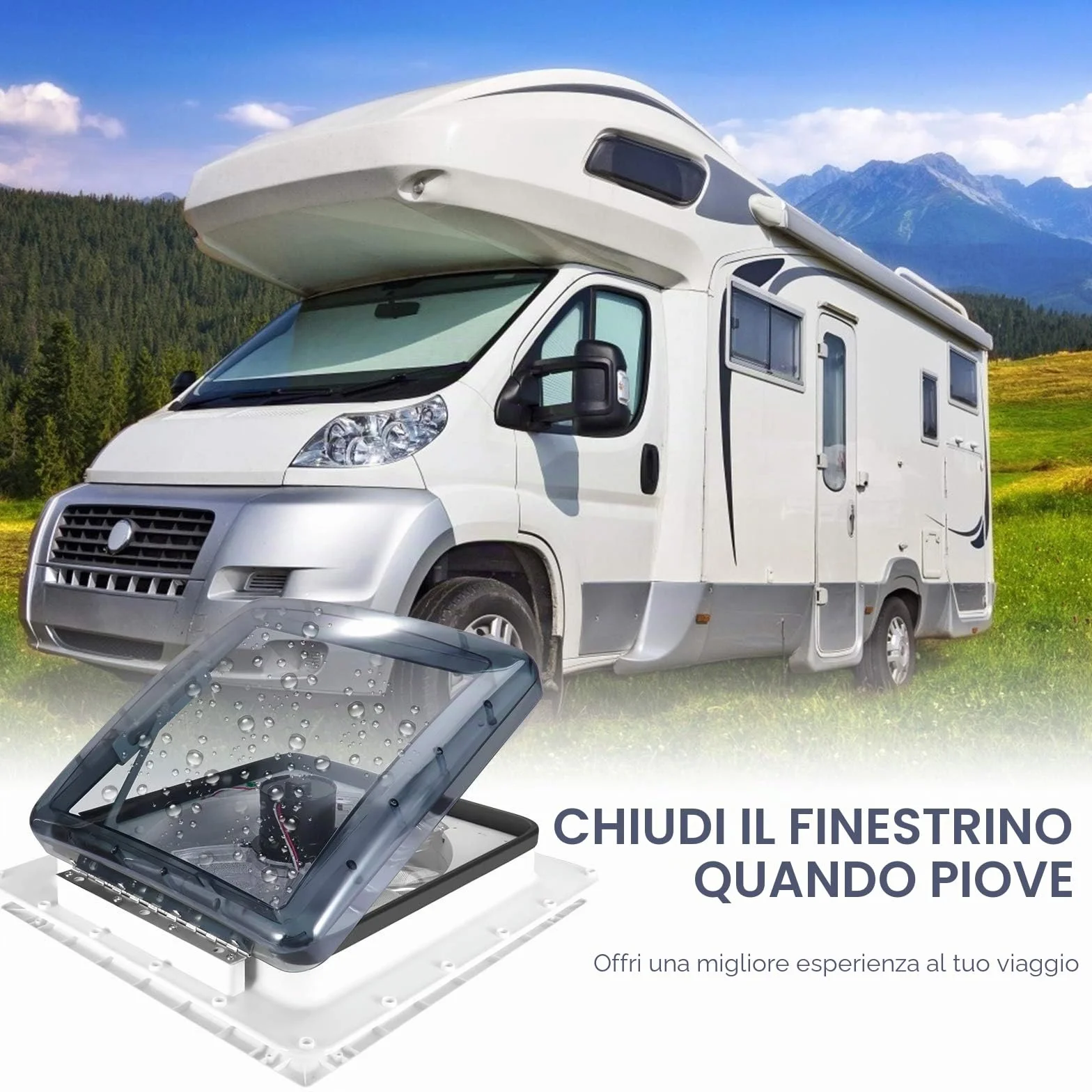 Ventola di Ventilazione per Camper 12V 3 Velocità con Sensore Pioggia e Telecomando