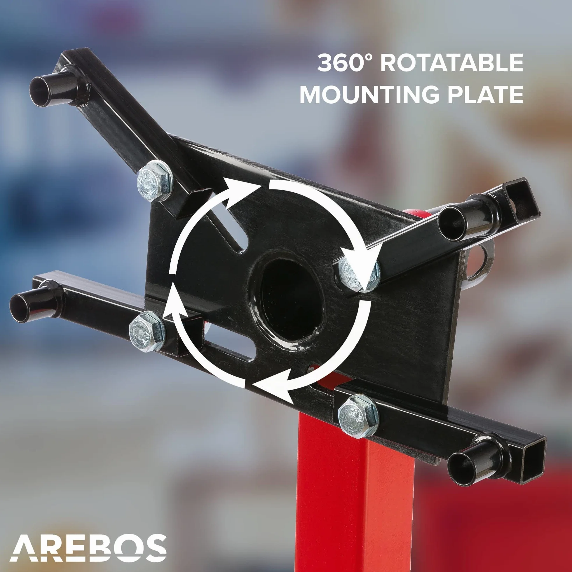 AREBOS Supporto Motore 570 kg 360° Girevole Rosso Massiccio Robusto