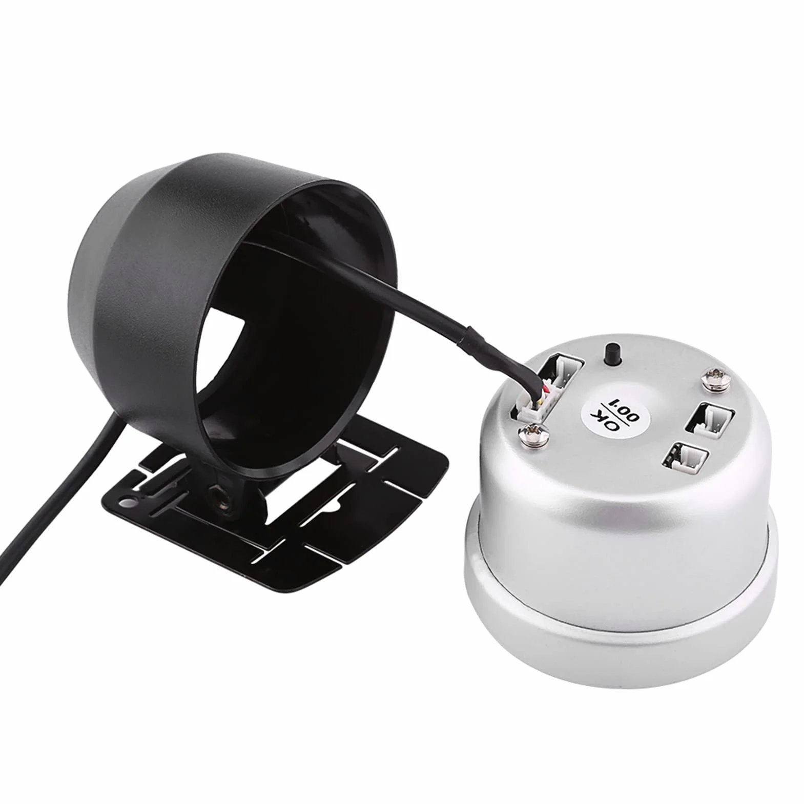 DC 12V 60mm LED Turbo Boost Vacuum Press Gauge Meter Calotta in acciaio inossidabile e piano in vetro