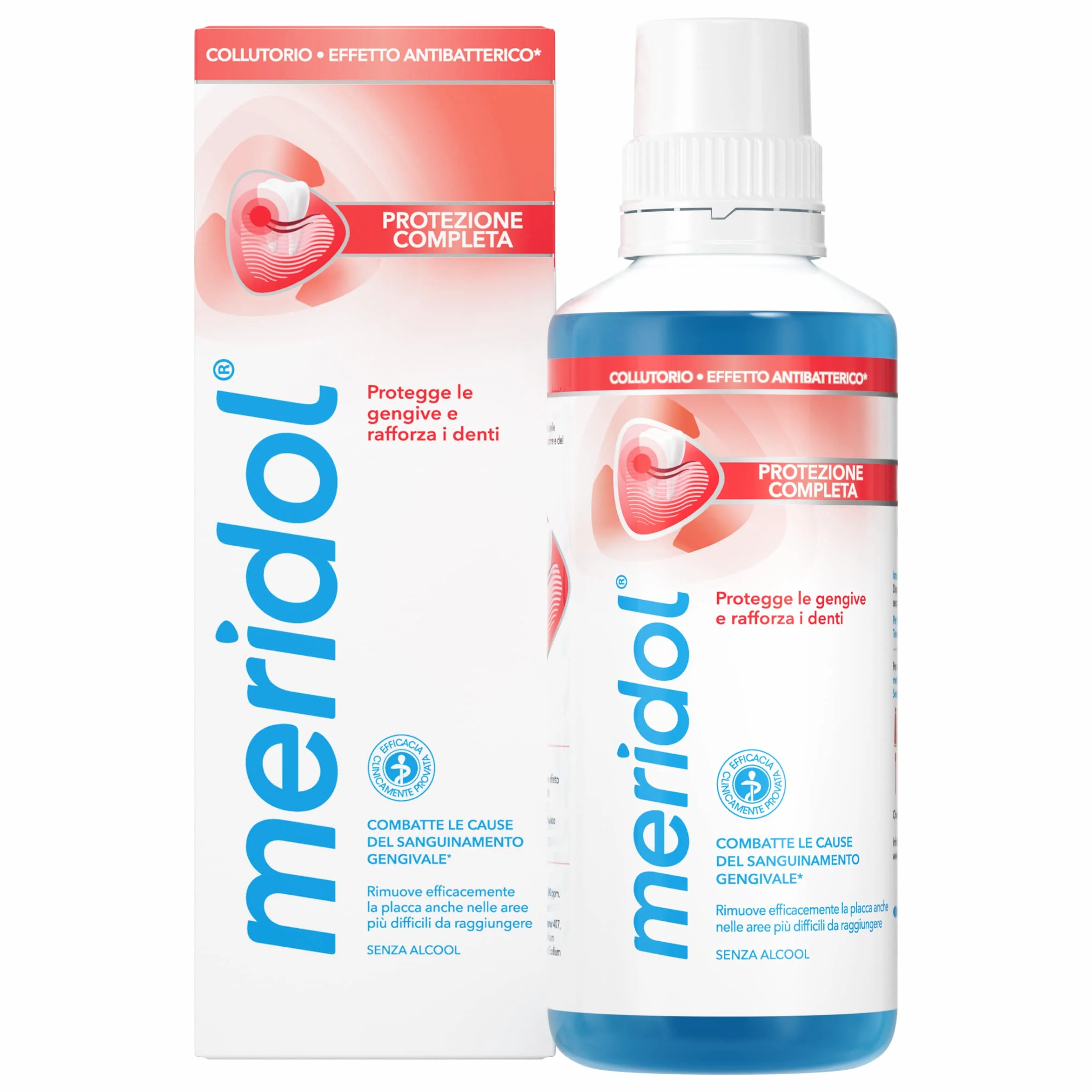 Meridol Collutorio antibatterico 400ml, lenisce gengive irritate, protegge smalto, 0% Alcohol