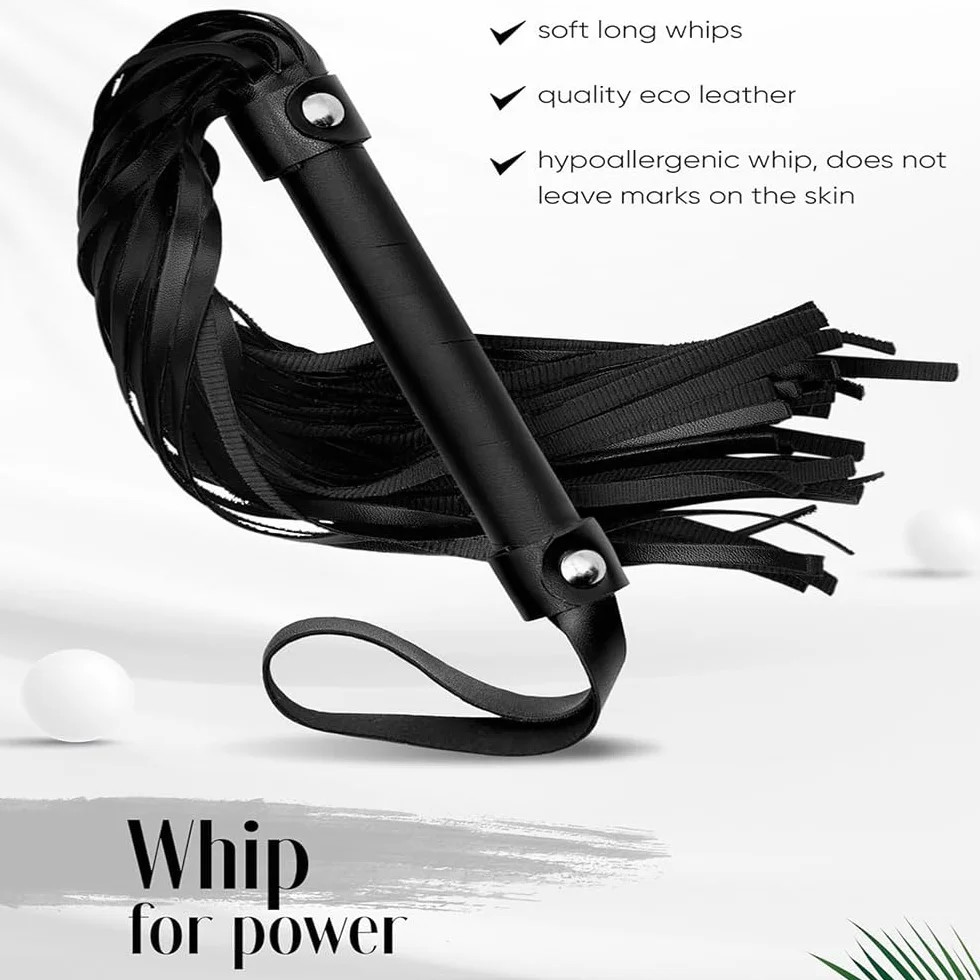 Faux Leather Satin Eye Mask with Feather Ticklers French Cut Role Play Kit