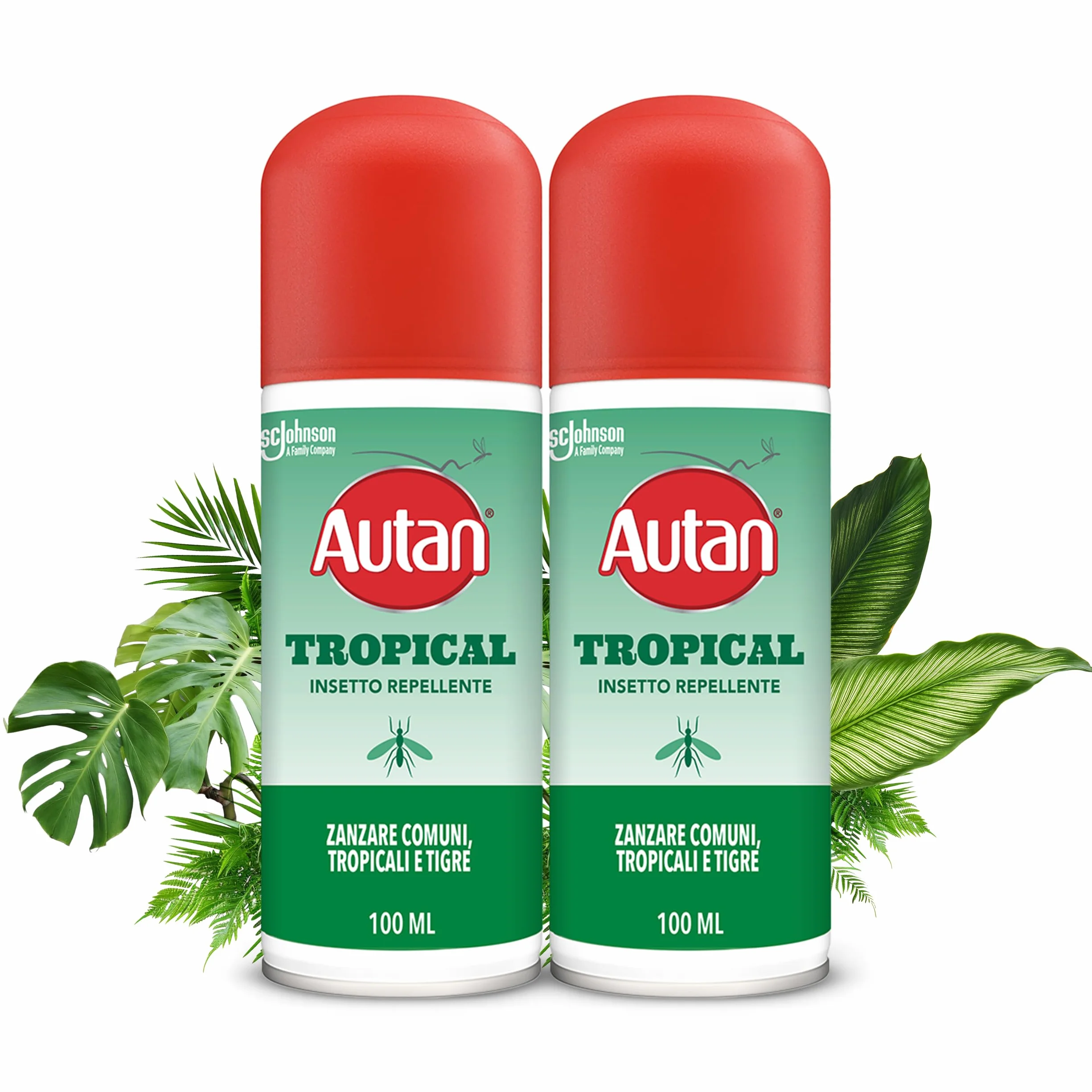 Autan Tropical Spray Secco Antizanzare Forte Repellente Zanzare 8h Protezione 2x100 ml