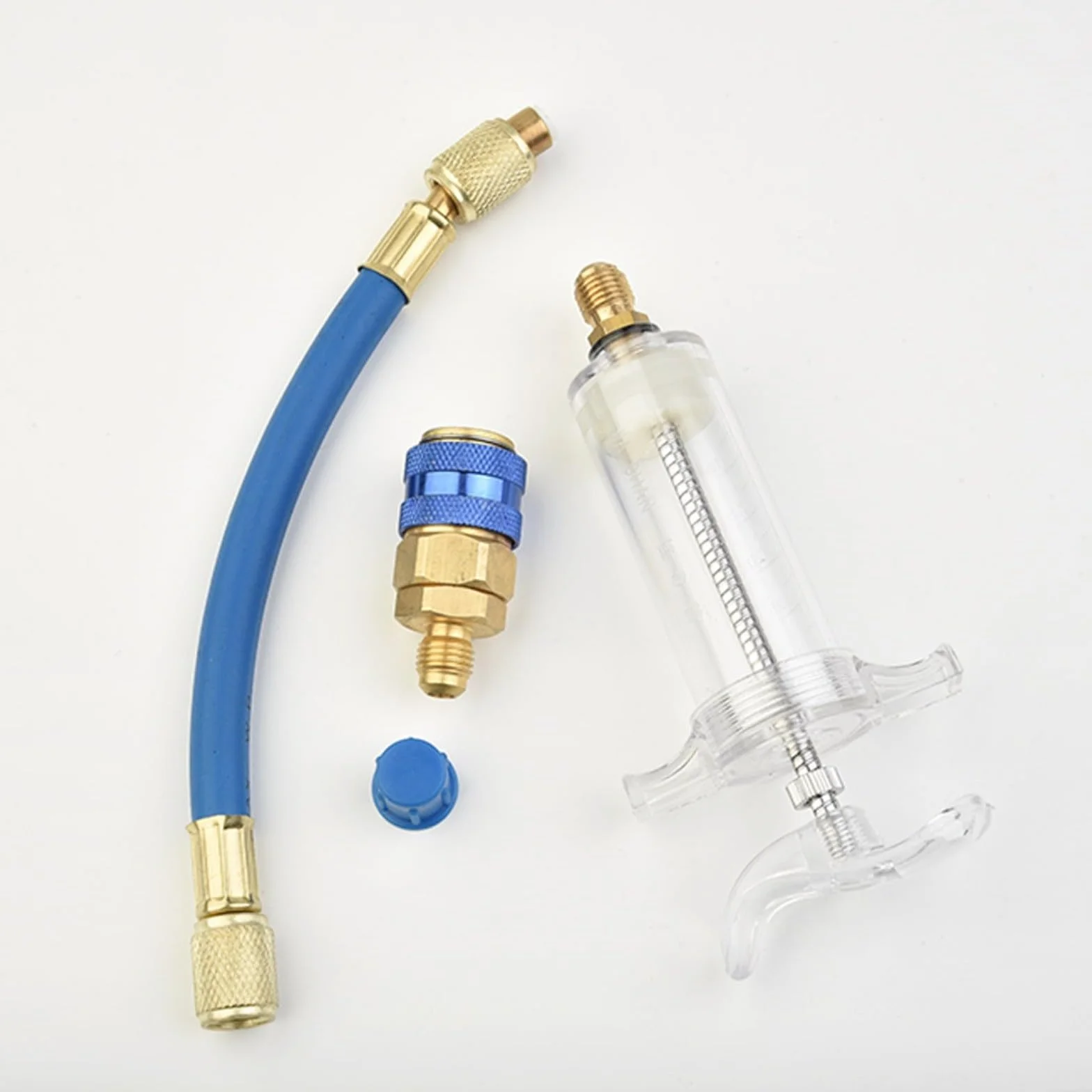 Iniettore olio tintura 30 ml accoppiatore rapido SAE lato basso 1/4 pollice distributore lubrificante compressore AC HVAC R134A