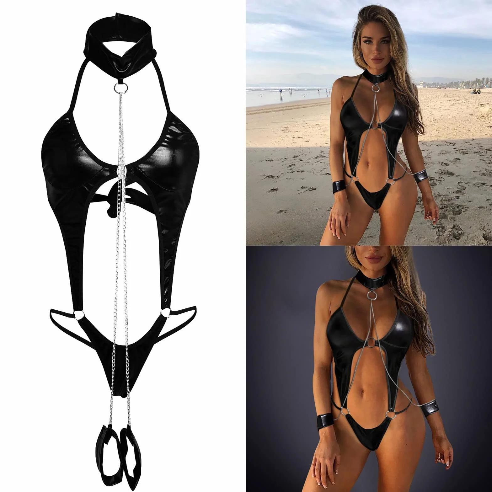Donna Hard Lingerie Sexy Babydoll Un Pezzi Ad Anello Aperto Trasparente Camicia Da Notte Erotico Scollo a V Profondo