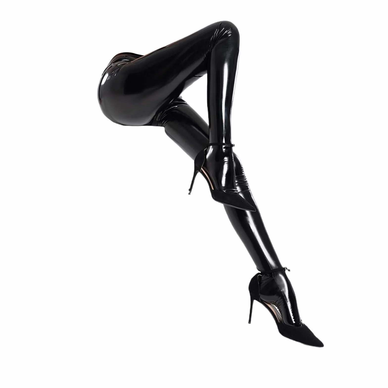 Generisch Spandex Tuta Pelle Sintetica Chiusura Lampo Pantaloni Stretti Discoteca Danza