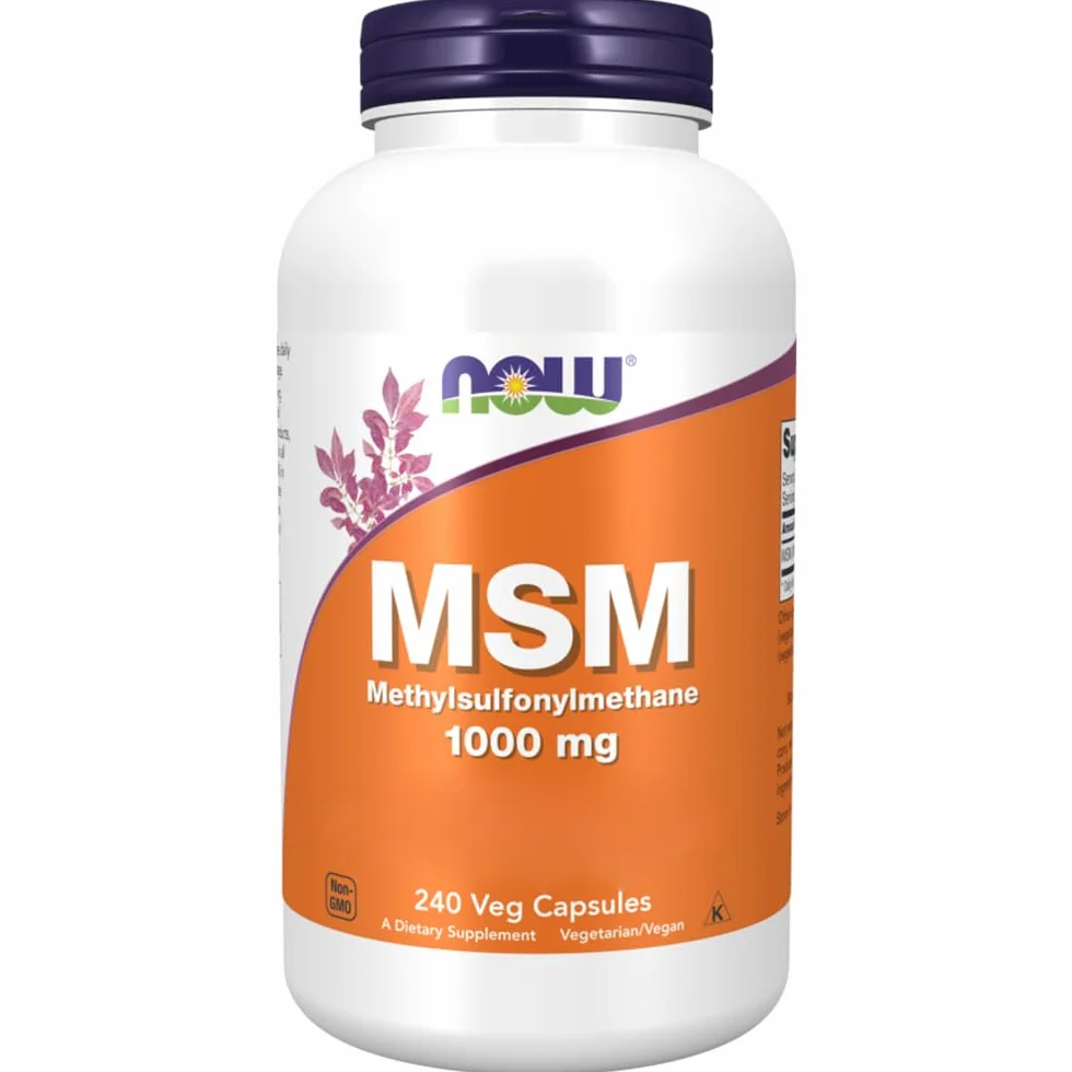 Now Foods MSM 1.000 mg 240 Capsule vegane Testato in Laboratorio Zolfo