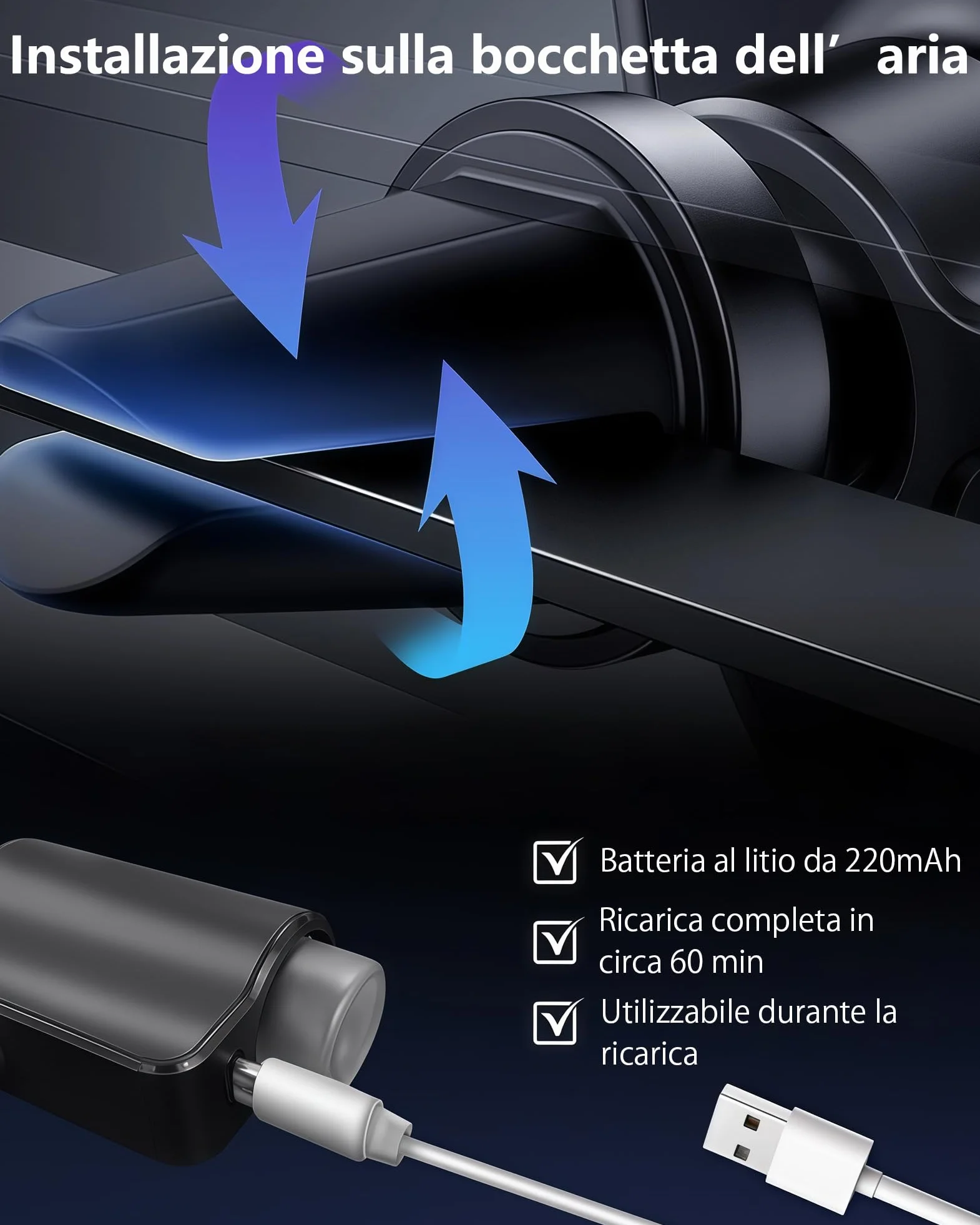 AI Profumatore Auto Diffusore CFK-3Z 3 fragranze Elettrico Nebulizzatore ad Ultrasuoni 3 Modalità Batteria Integrata