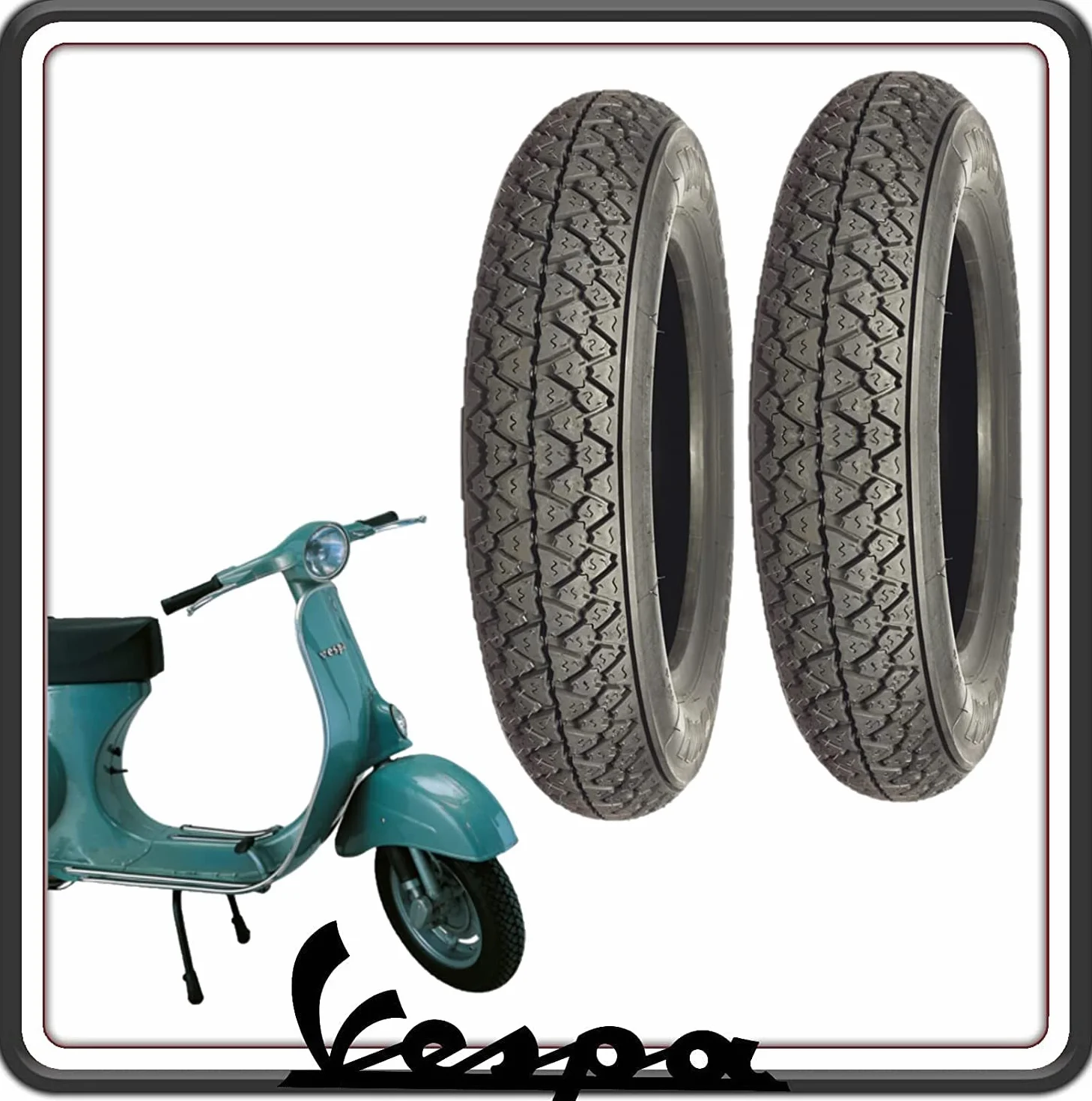 KIT 2 GOMME PNEUMATICI BATTISTRADA PER PIAGGIO VESPA 50 N L R CON FARO TONDO