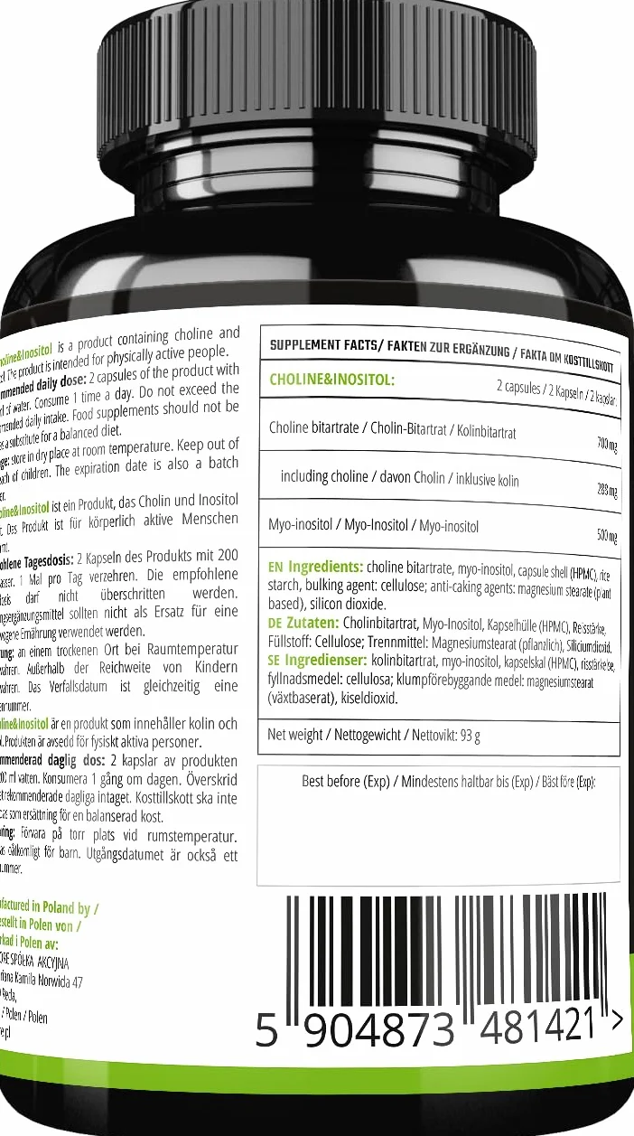 Colina e Inositolo 1200 mg 120 capsule integratore alimentare MZ