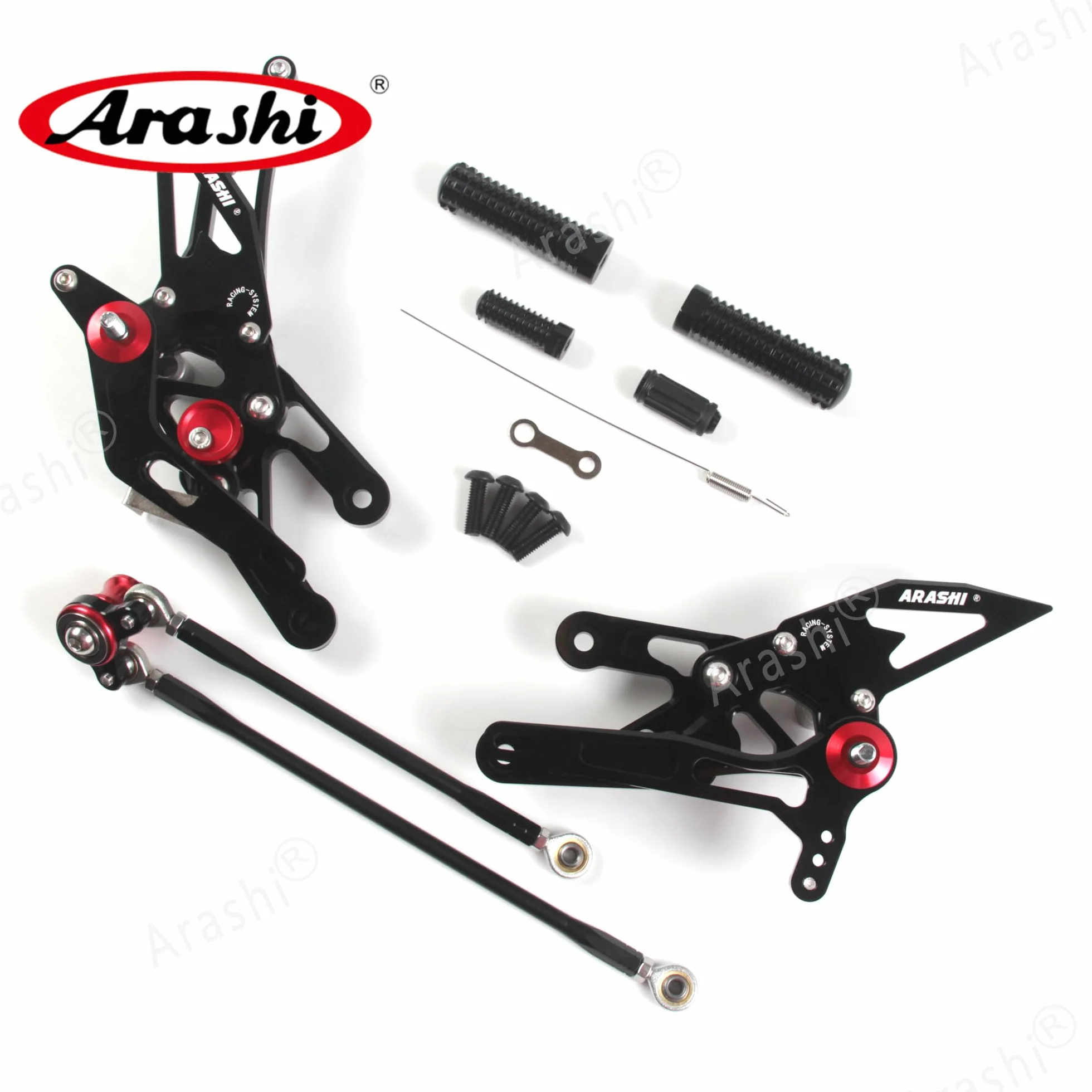 Arashi (Version2.0) Regolabile Pedane Arretrate Pedane Poggiapiedi per CBR1000RR 2004-2007, CBR600RR 2003-2006, Nero Accessori Pedalino Posteriori Pedaline