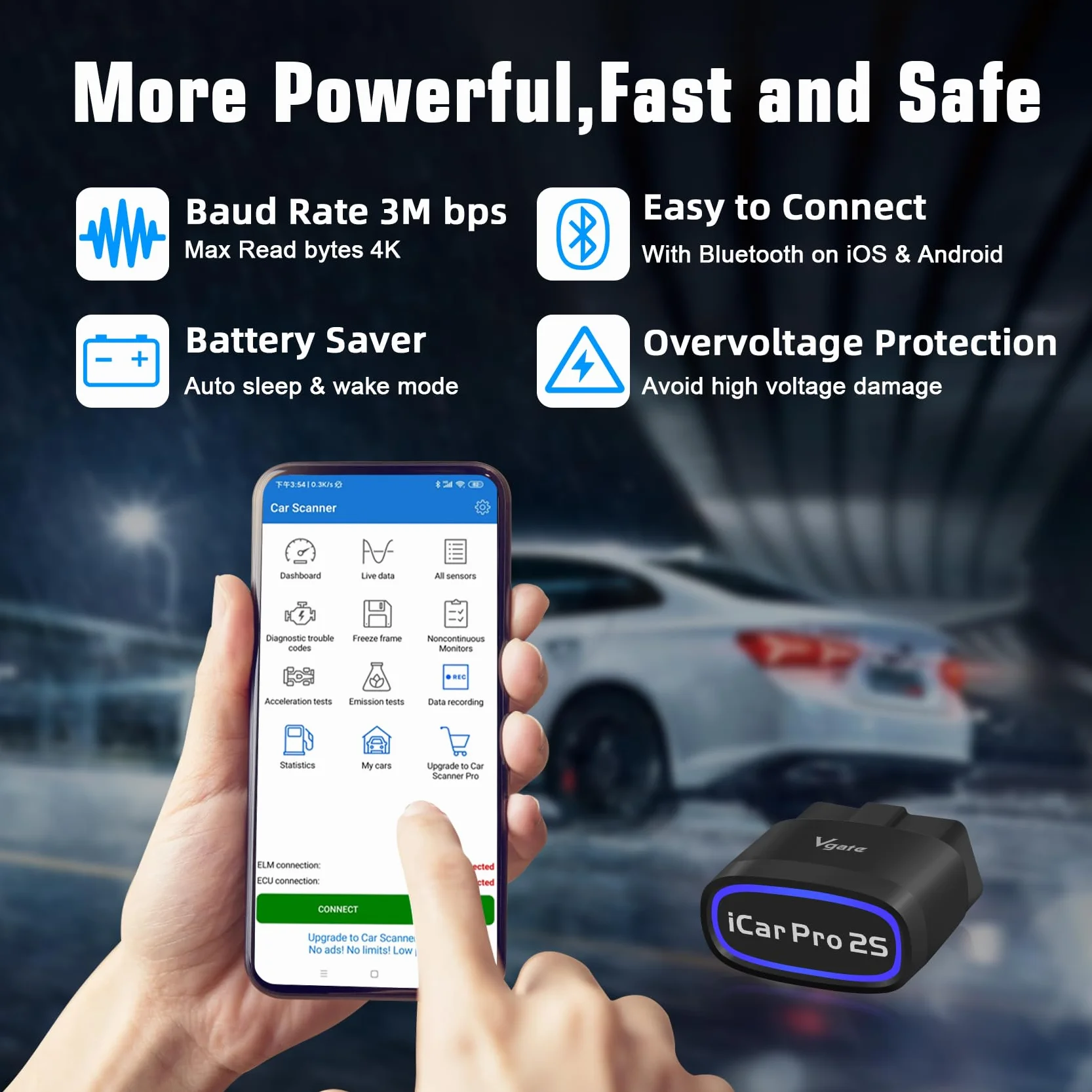 Vgate iCar Pro 2S OBD2 Bluetooth Lettore Codici Motore Diagnostico Scanner Compatibile iOS Android EV Ibridi