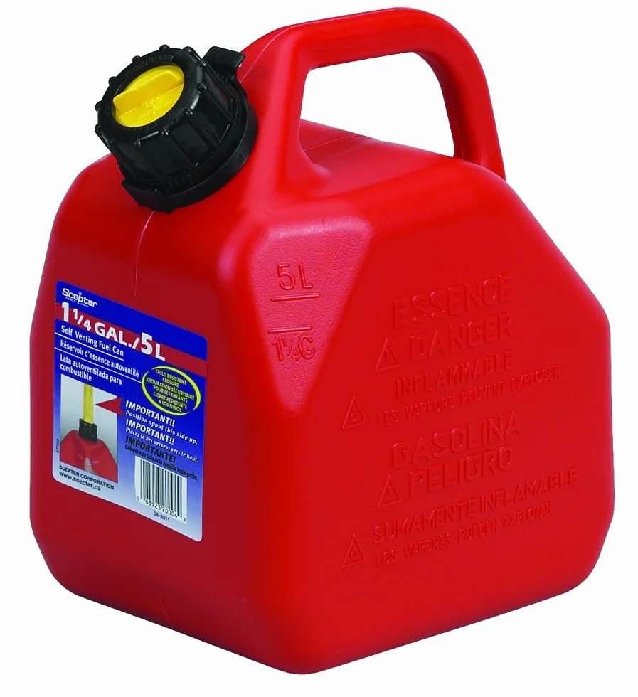 Tanica di Benzina - Modello B20 - capacità di 5 L - Tappo con Sistema di Apertura di Sicurezza - Realizzato in Polietilene - Omologato - Molto Resistente - Scepter
