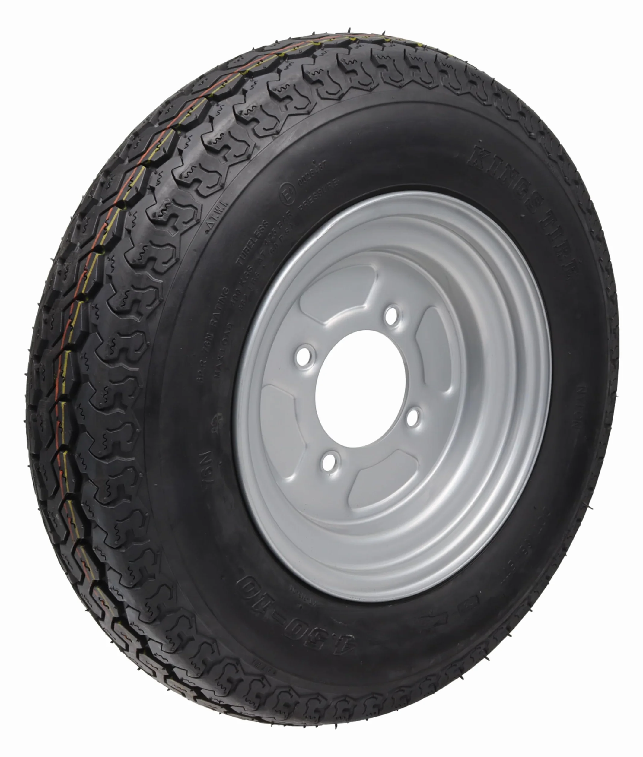 Ruota completa rimorchio 4.50 10 400 kg foro centrale 85 mm cerchio 4x115 pneumatico cerchio francese foro 3.50B x 10 H2 ET 0 (1)