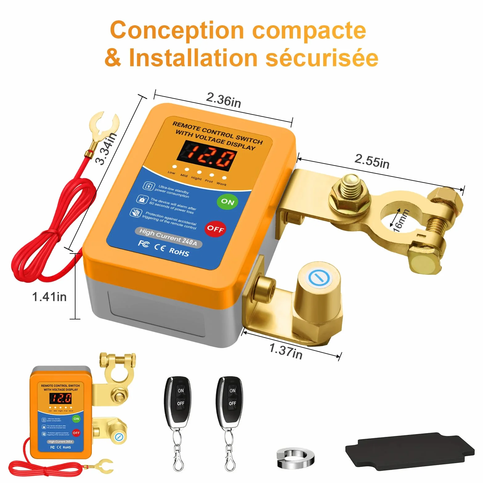 Stacca Batteria per Auto 12V 240A, Interruttore di Isolamento della Batteria Staccabatteria Automatico Antifurto Auto Senza Fili con Telecomando per Auto RV ATV Camion Barca Trattore