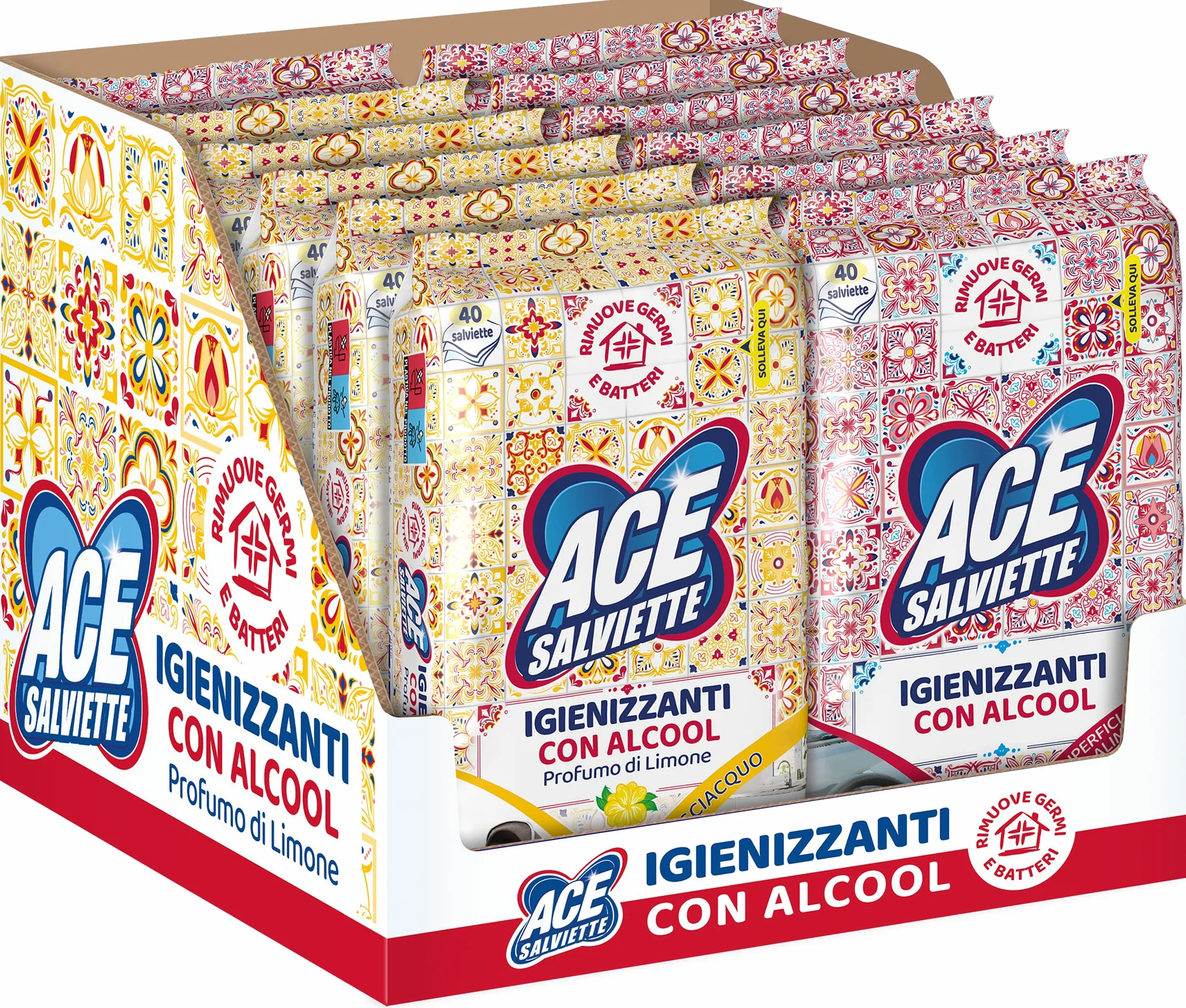 ACE Salviette Igienizzanti Mix Alcool Sgrassanti, 480 Salviette