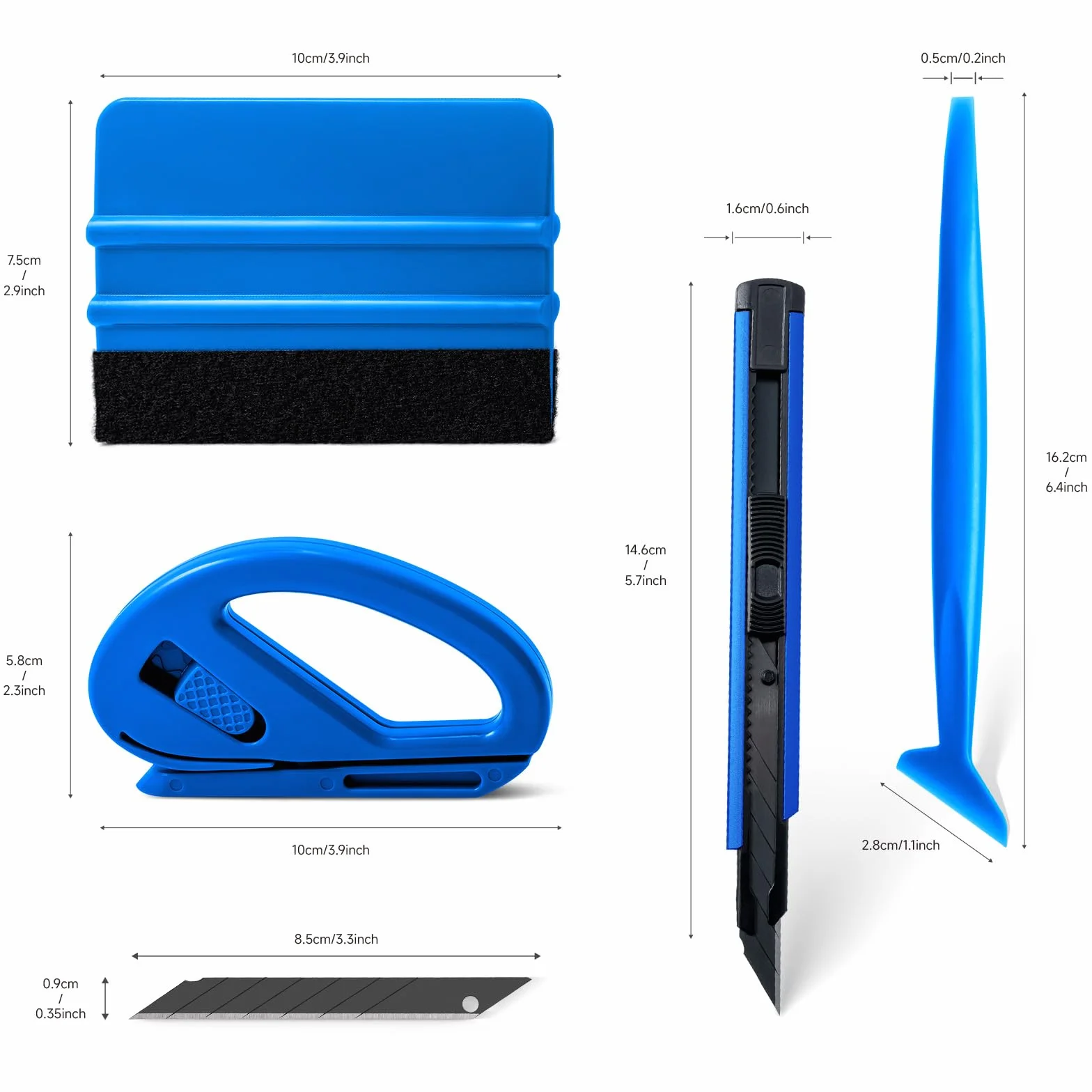 FOSHIO Kit di Attrezzi di Installazione di pellicole per vetri per Auto,Spatola Professionale con Feltro, Taglierino,Coltelli multiuso (Blu)