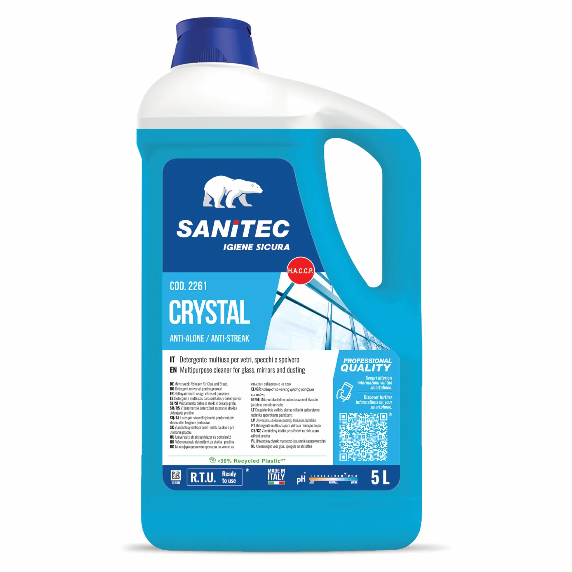 Sanitec Crystal Anti Alone Detergente Multiuso Profumato 5 Litri