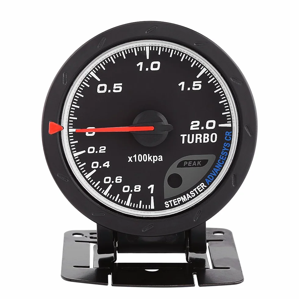 Aramox Indicatore di Livello Turbo Boost, LED Universale 60mm Indicatore di Livello Turbo Calotta Nera per Auto 0-200 Kpa