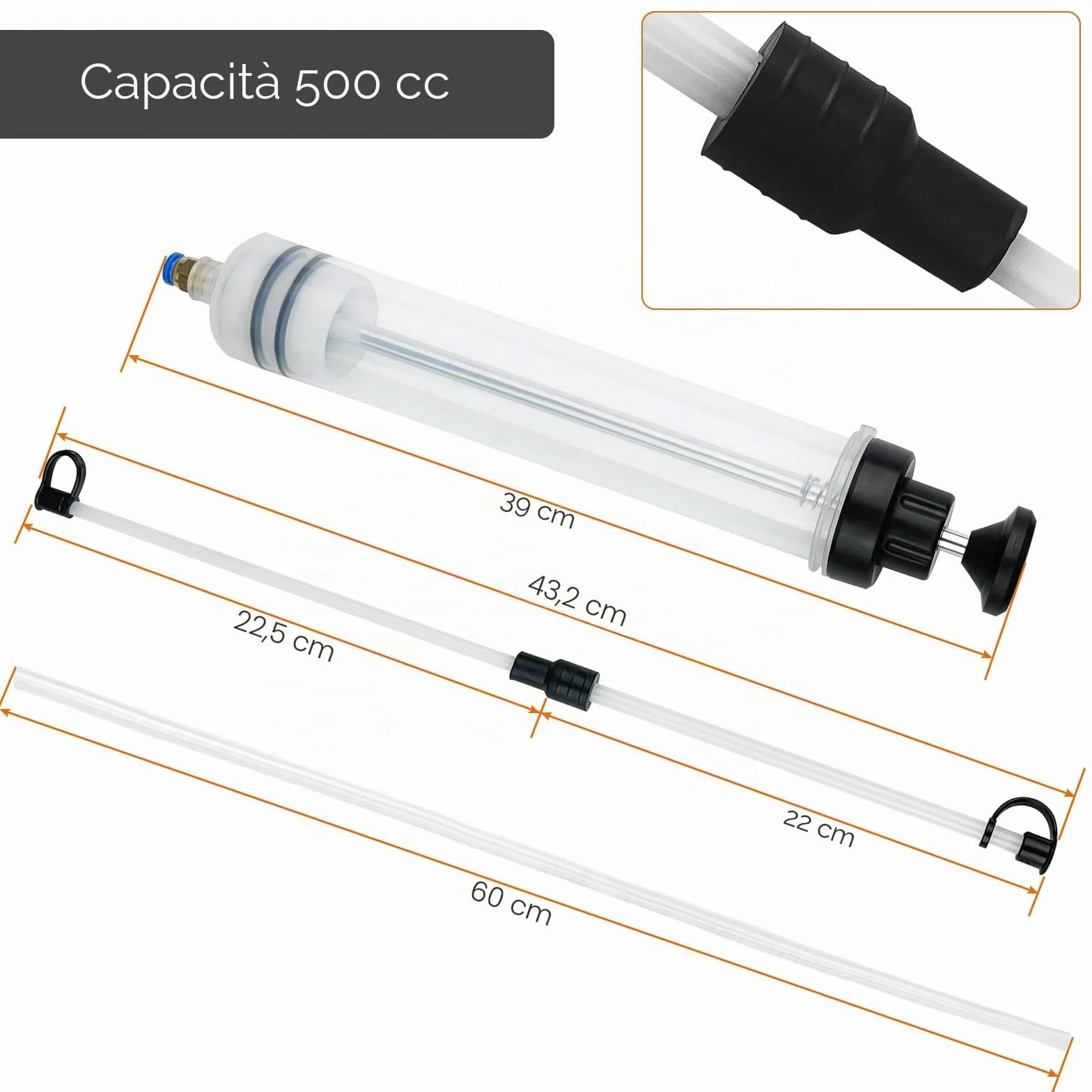 500ml Siringa di Aspirazione Dell'olio, Pompa Manuale a Siringhe, Pompa Olio Manuale, Pompas Estrattore Olio, Syringe Aspira Liquidi, per Liquido dei Freni, Oli Trasmissione