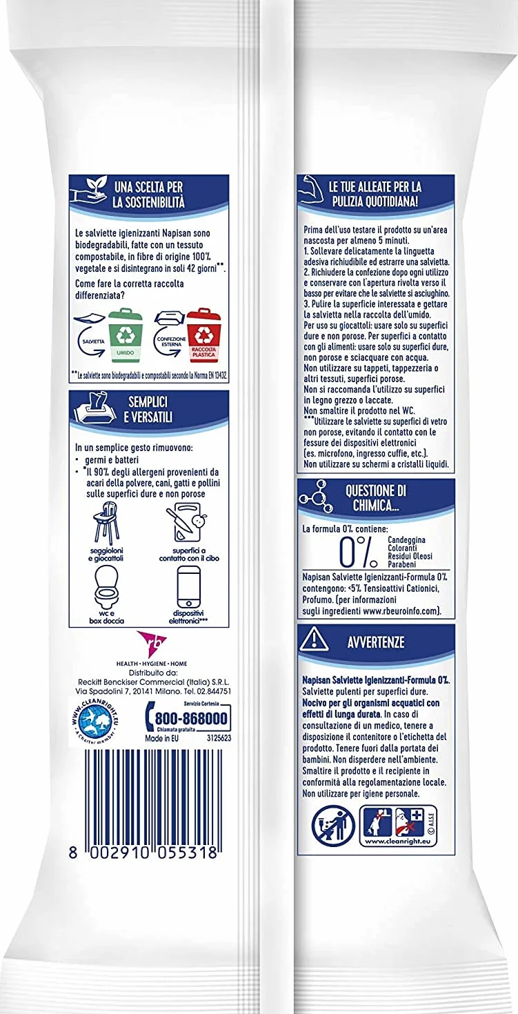 Napisan Salviette Igienizzanti Biodegradabili 40 Pezzi 240 g