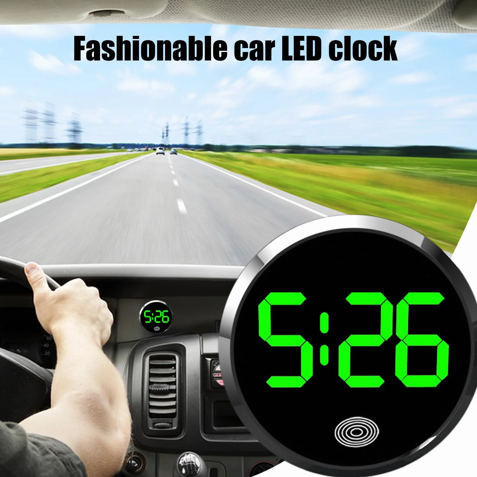 Orologio Digitale da Cruscotto Touch Screen LED a Batteria Portatile per Auto Camper Camion