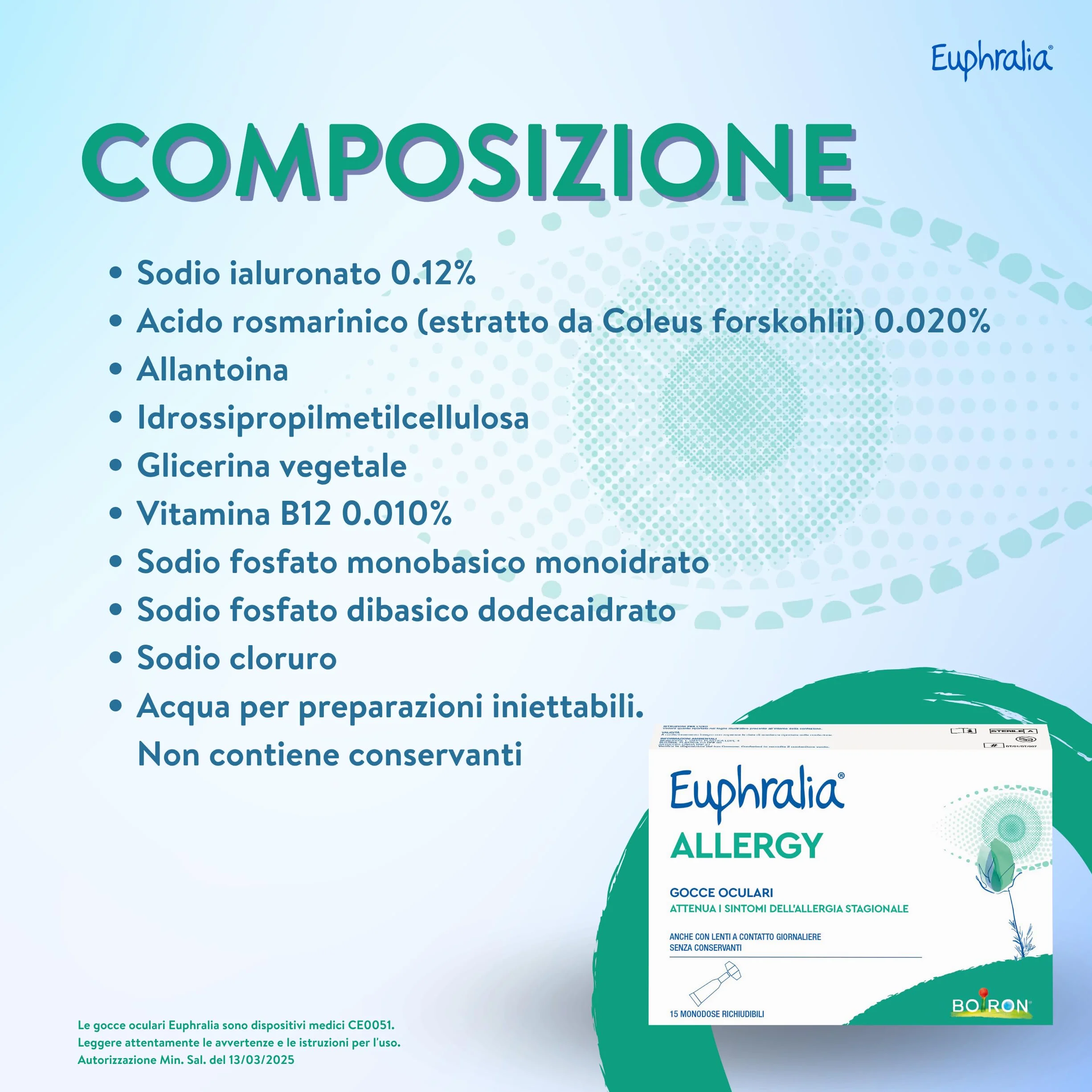Euphralia Allergy Gocce Oculari Allergia Congiuntivite Allergica Acido Ialuronico Vitamina B12 15 Monodose Richiudibili