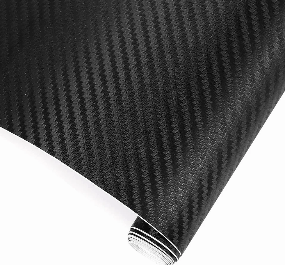 TRIXES Rotolo pellicola vinile 3D fibra carbonio auto 1500 mm x 300 mm nero effetto testurizzato