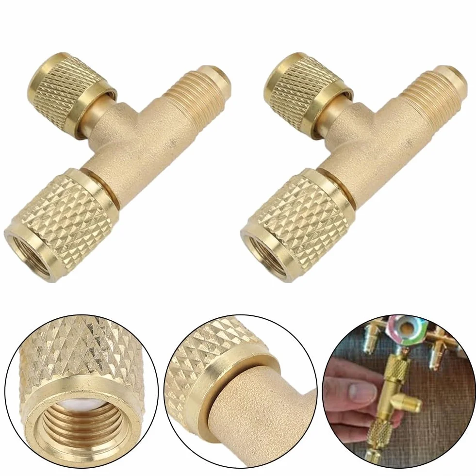 Connettore rapido in ottone Accesso Tee 1/4 SAE Valvole Core Adapter R22 R12 R134 Aria Condizionata Refrigerazione