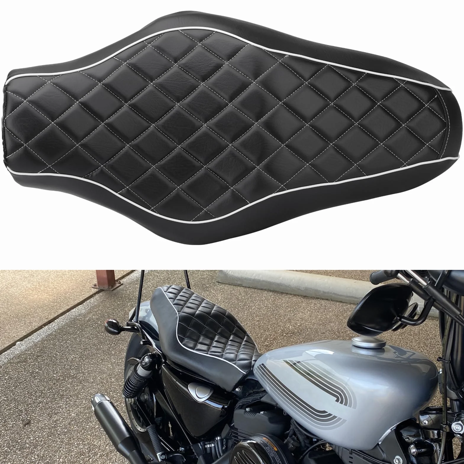LKV Sedile passeggero per moto 2 posti compatibile Harley Sportster 883 1200 2005-2019 Iron XL 883 2009-2023 48 72 Custom Diamond