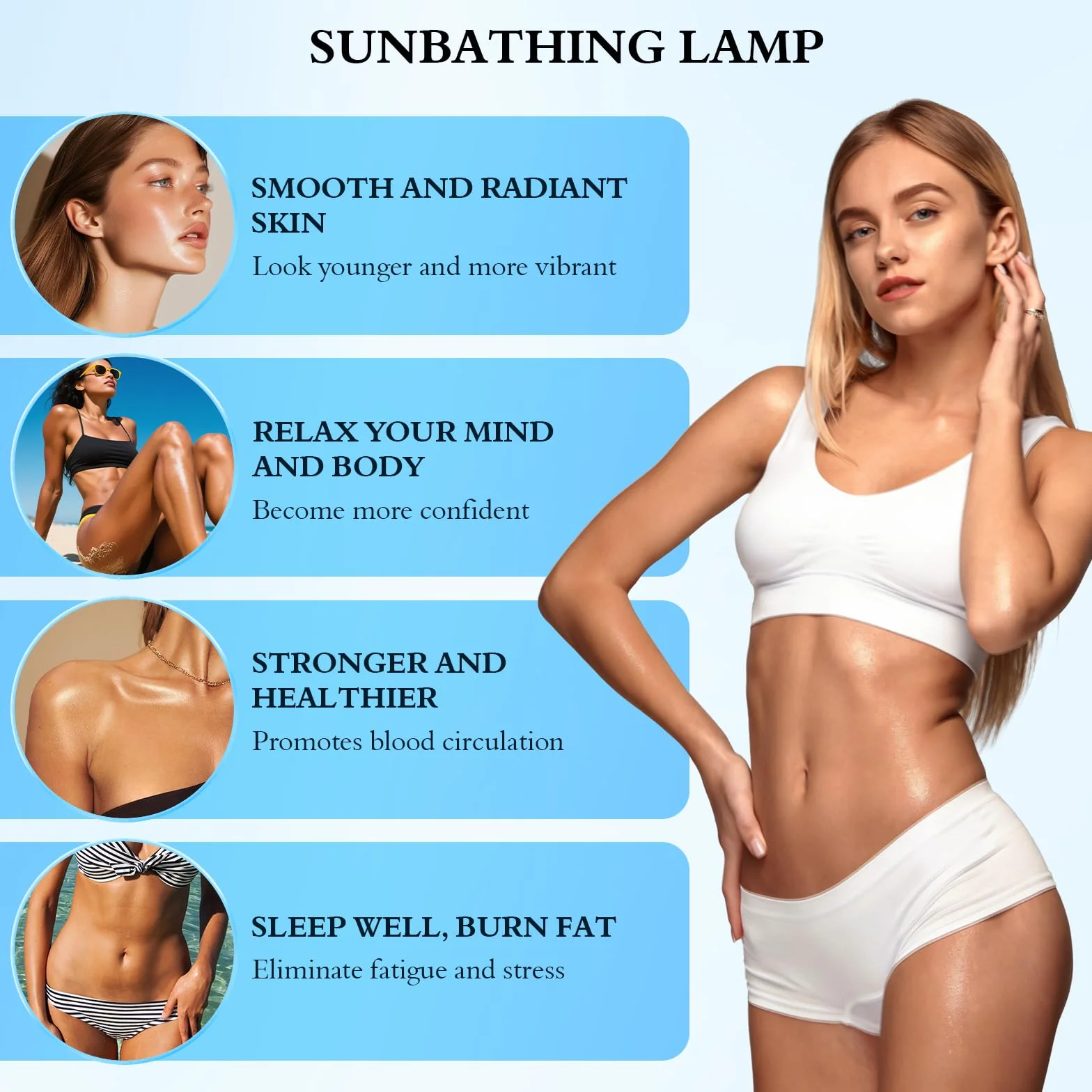 Lampada Abbronzante 460nm 50W Solarium Casa 5 Livelli Luminosità 4 Timer Supporto Pieghevole Regolabile Gancio Sospeso Corpo Viso Continua Pulsata