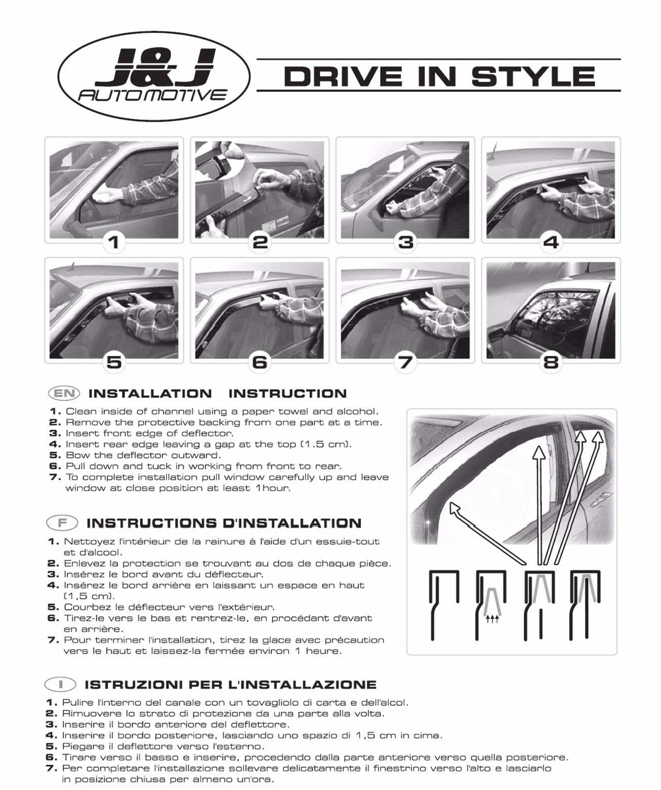 Deflettori d'Aria Heko per Renault Kadjar dal 2015, Set 4 Pezzi Nero Fumé