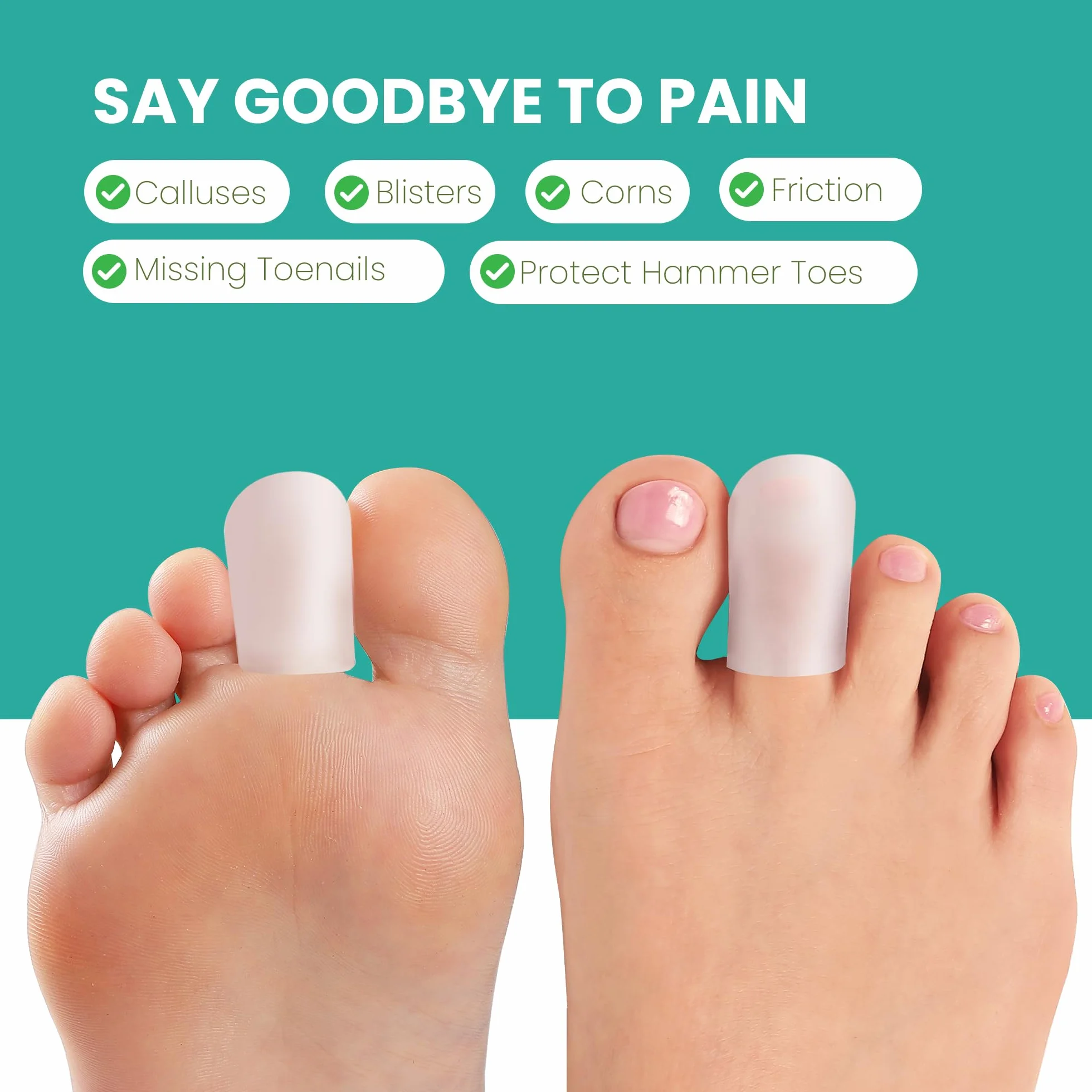Welnove Gel Toe Cap Protector - Copripunta in Silicone per Alleviare Dolore, Unghie Incarnite, Calli, Vesciche (Multi-Size, Clear)