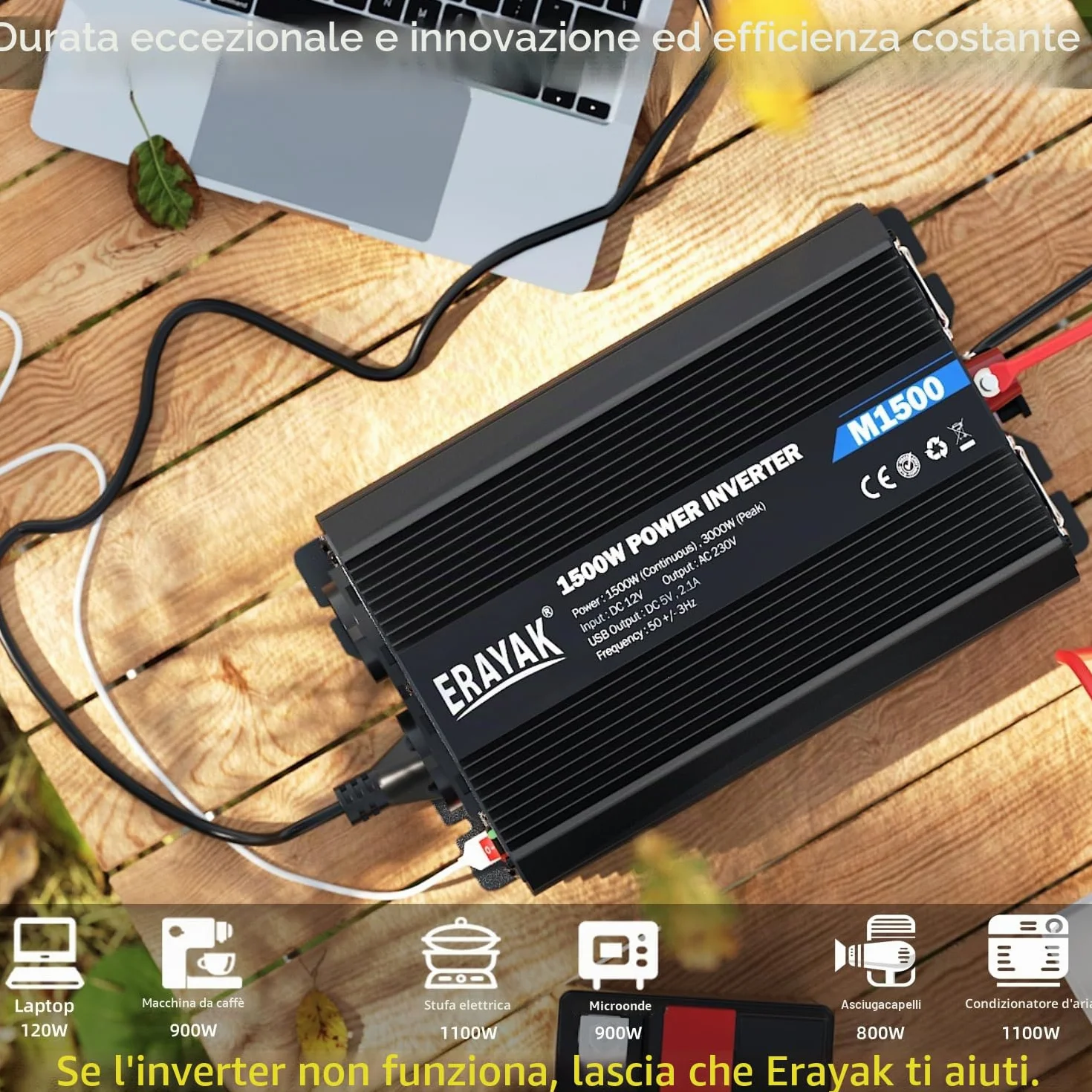 Erayak Inverter Onda Modificata 1500W 3000W 12V 220V 230V Fotovoltaico DC AC per Camper Auto Convertitore di Potenza