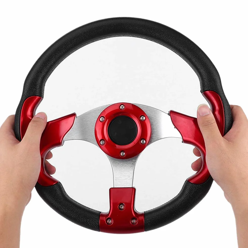 Volante sportivo in fibra di carbonio 320 mm rosso con pulsante clacson