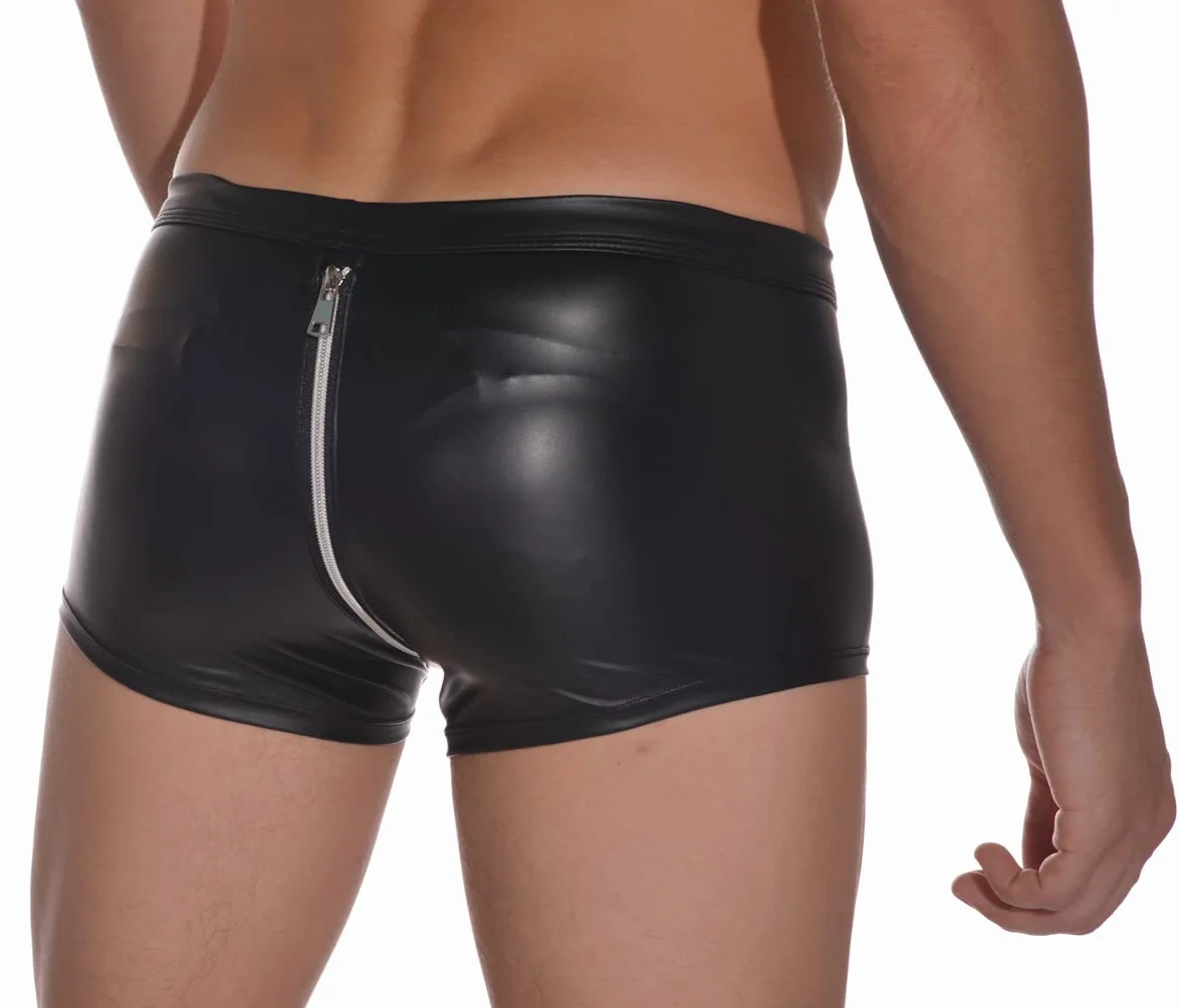 Pantaloncini lattice uomo chiusura lampo effetto bagnato cerniera
