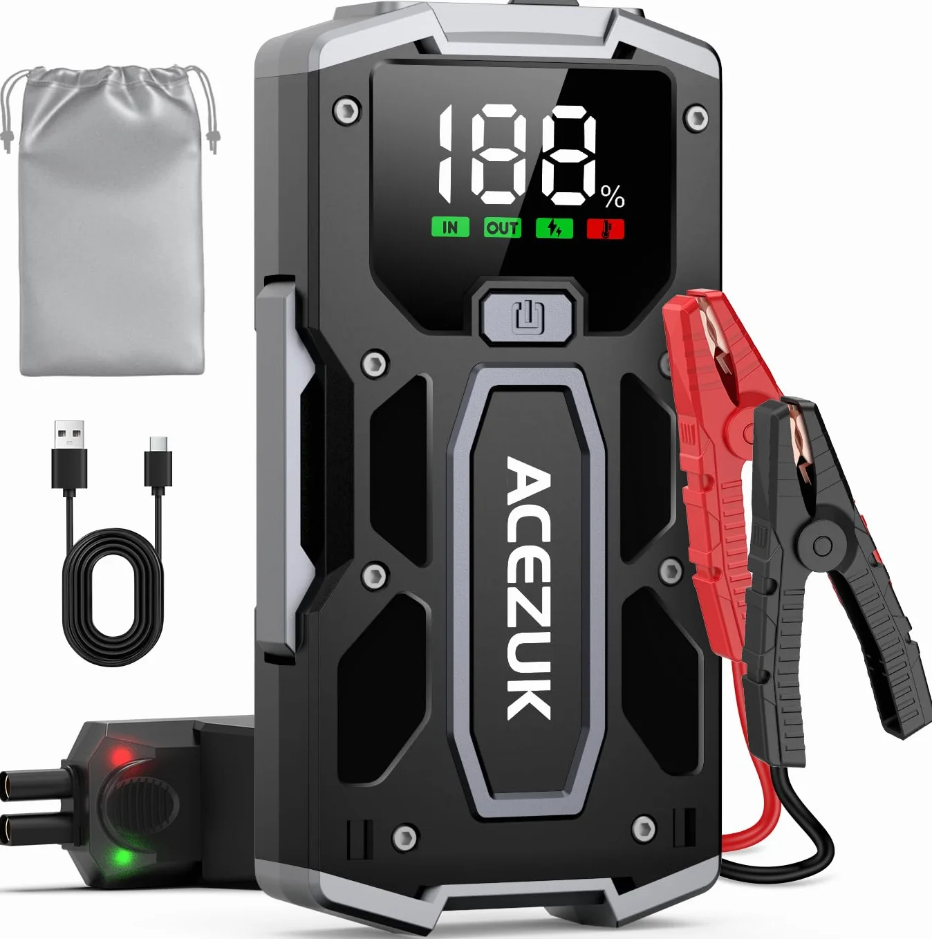 ACEZUK Avviatore Batteria 7000A Jump Start Portatile con LED LCD Booster Avviamento