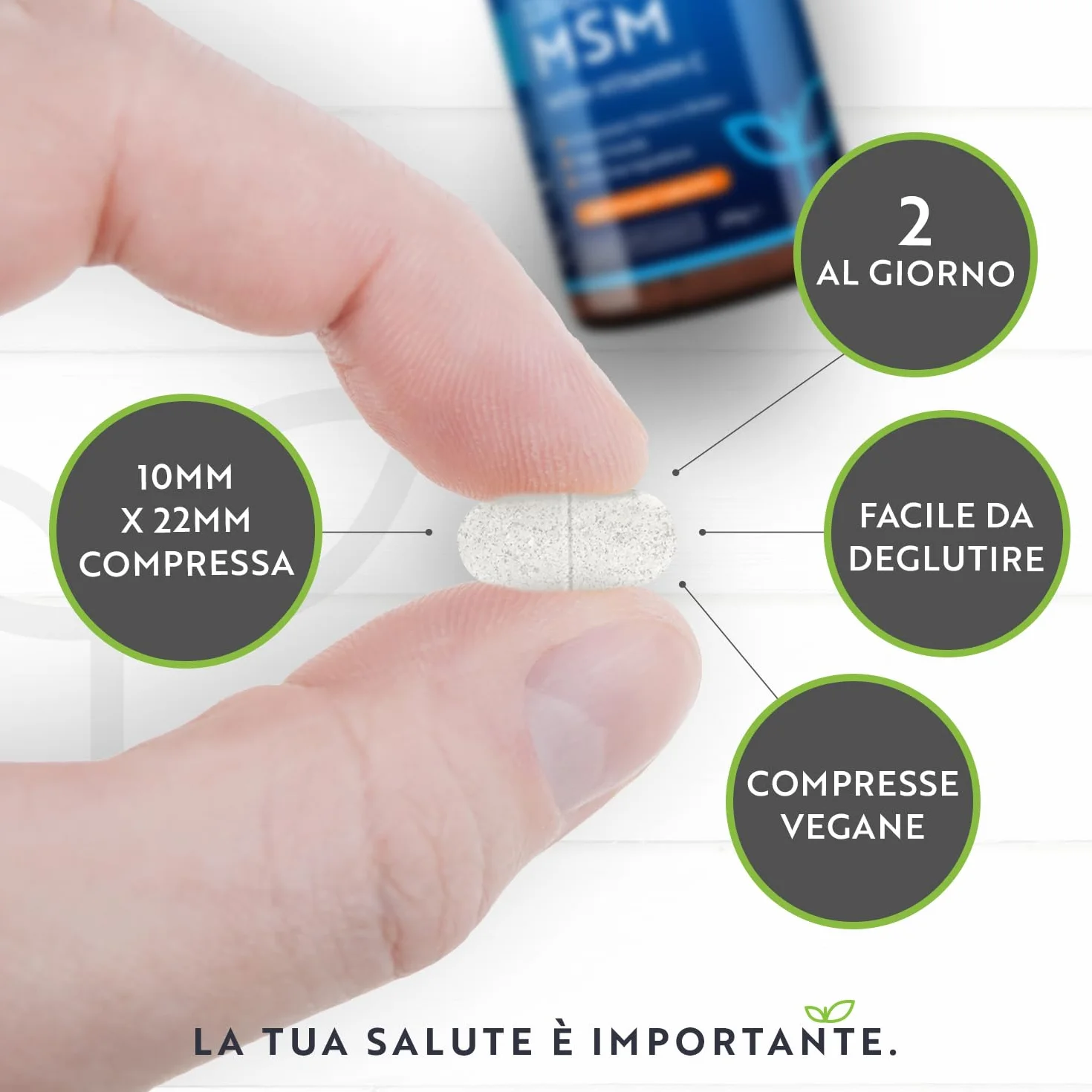 Nutravita MSM 2200mg Vitamina C 365 Compresse Vegane Metilsulfonilmetano 80mg