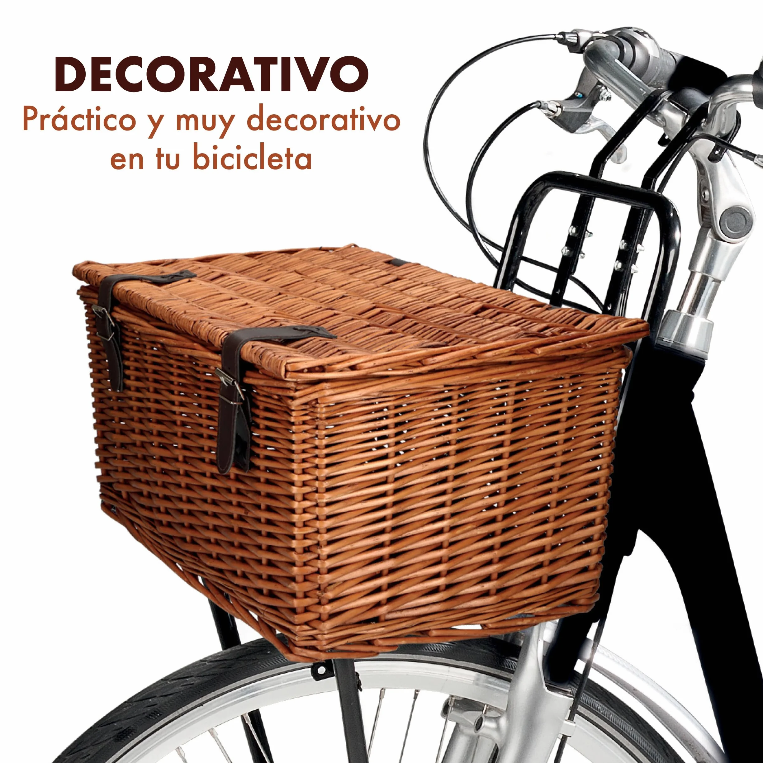 Cestino Bici in Vimini 30L 45x30x25 cm Marrone