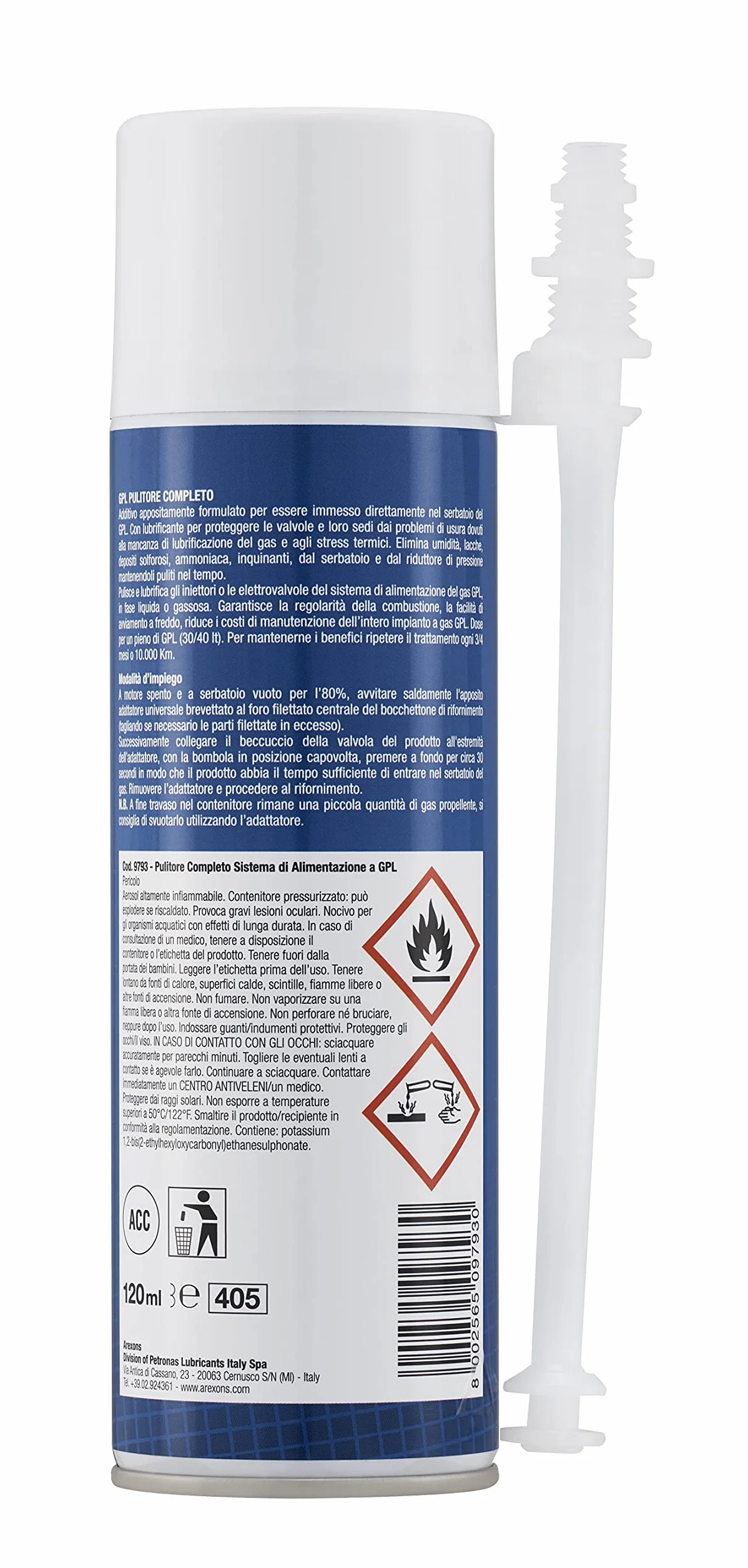 Arexons Additivo Pulitore Completo per Sistema Alimentazione GPL, 120 ml, Adatto per Tutti i Motori GPL, Elimina Depositi e Inquinanti, Migliora Prestazioni Motore, Facilita Avviamento a Freddo