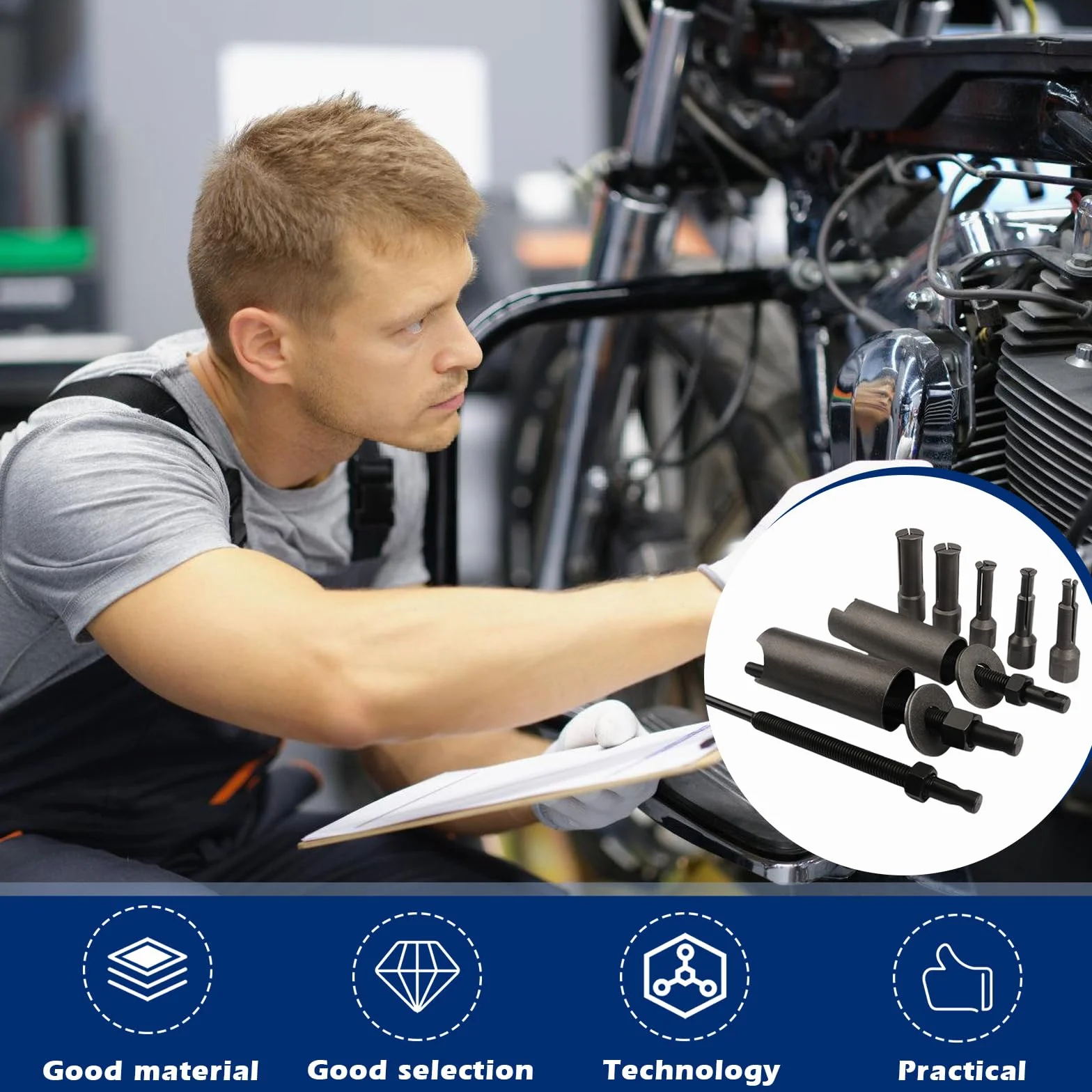 Vegena Kit Estrattore per Cuscinetti Interni per Moto,12 Pezzi Kit Estrattore Interno Cuscinetti Moto,Estrattore Cuscinetti Interni,Kit di Strumenti di rimozione Cuscinetti per Moto 9-30 mm(Nero)