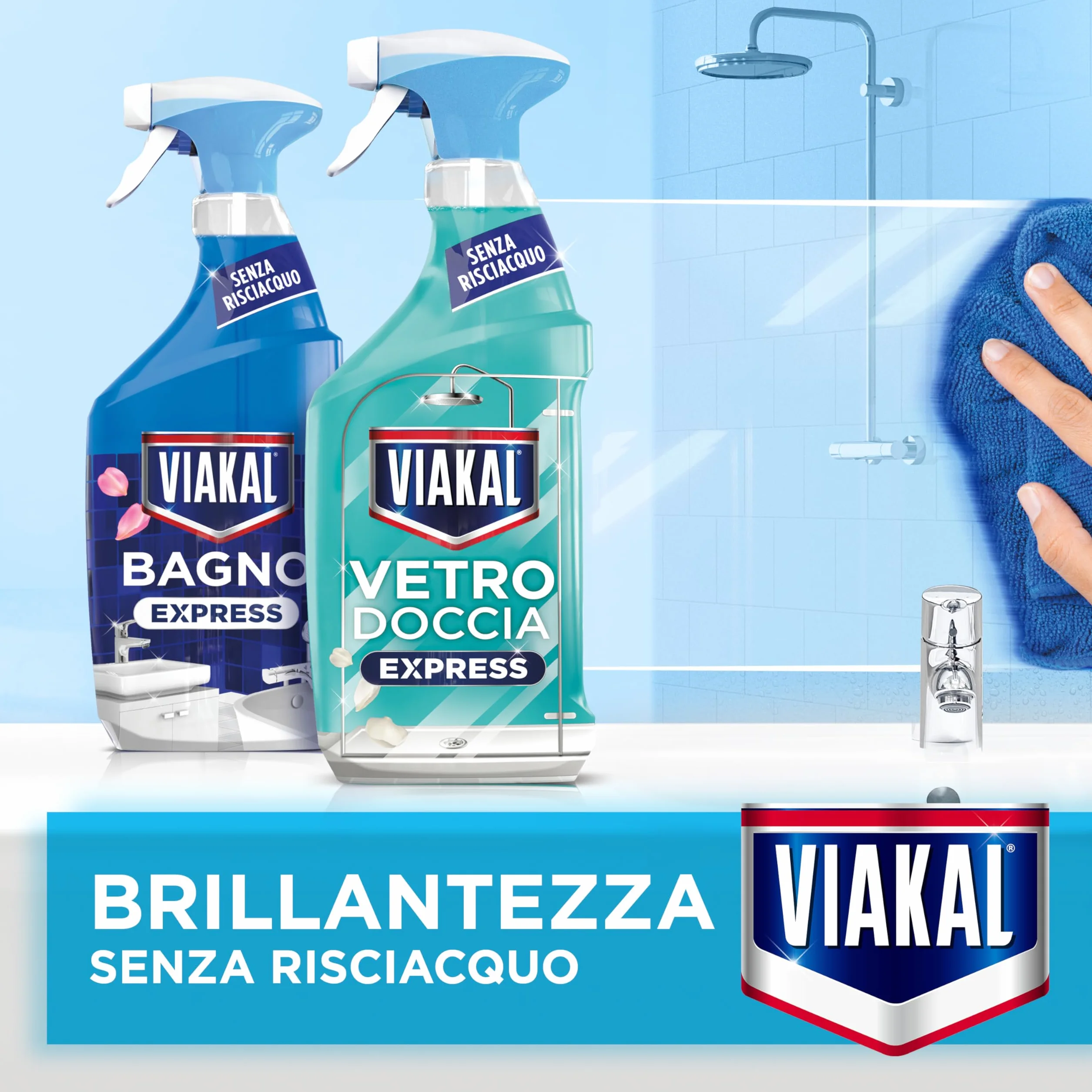 Viakal Express Spray Anticalcare Bagno 10 x 470ml Fragranza Fiori Eleganti Anti-Goccia