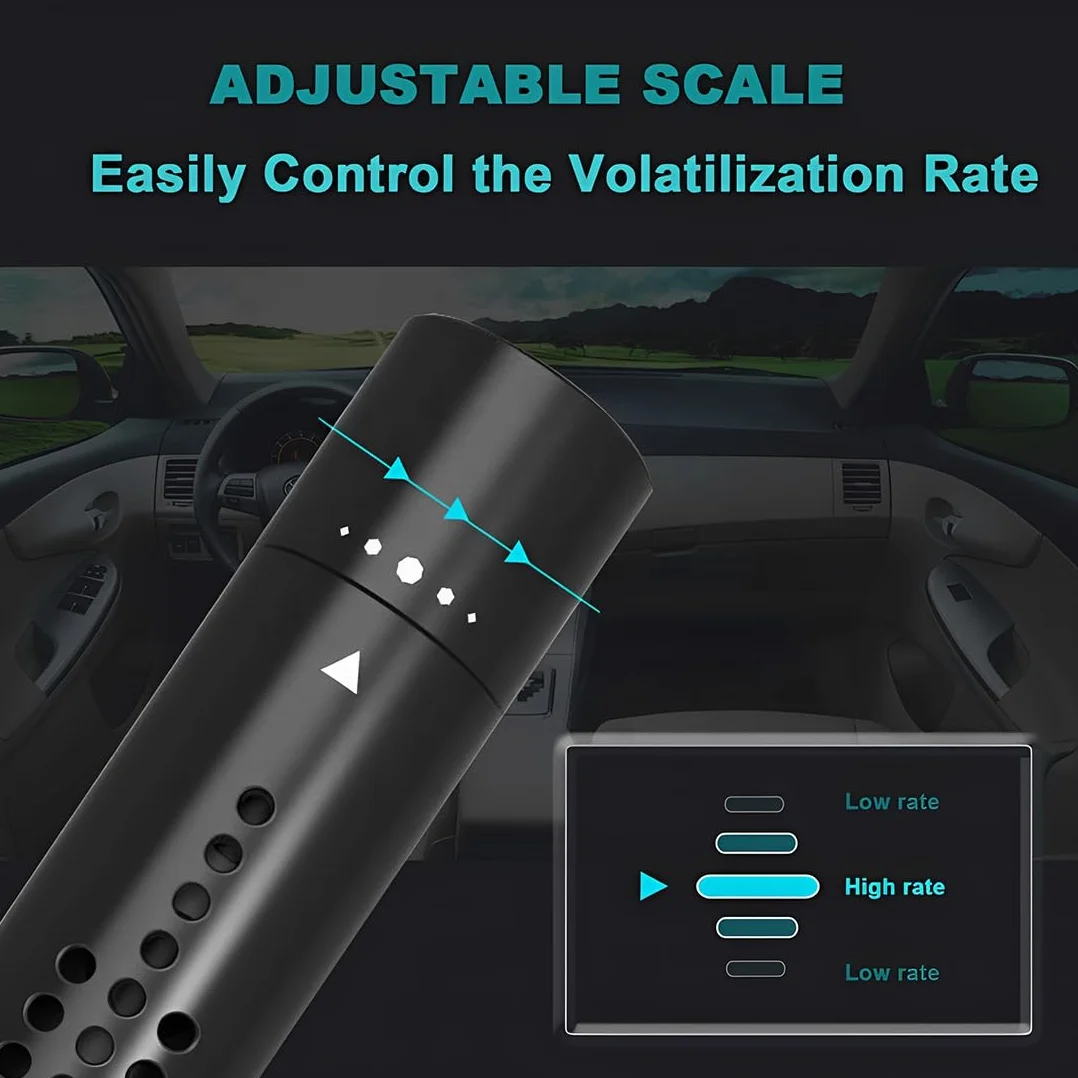 Deodorante Auto Alluminio con 10 Ricariche, Profumatore Diffusore Aromaterapia, Nero