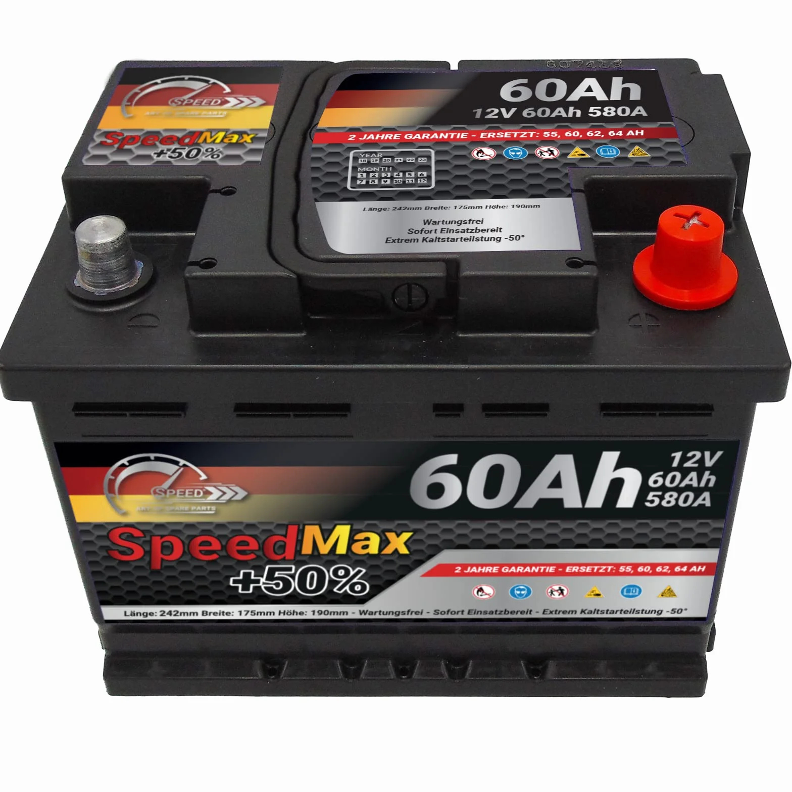 SMC Batteria Auto Speed Max L2 60Ah 580A EN 12V Polo Positivo Destra