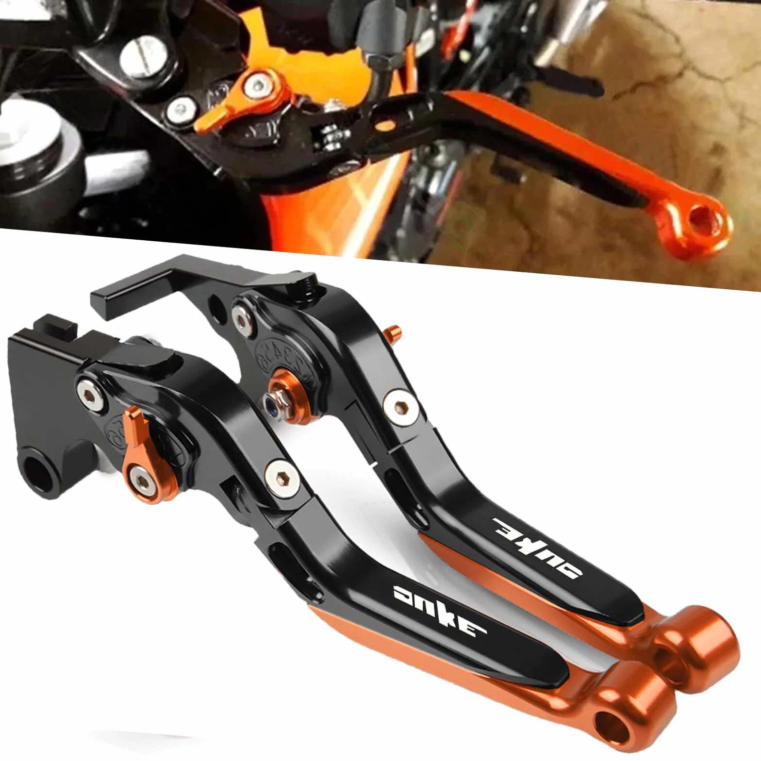 DUKE 125 390 Moto CNC Leve Freno e Frizione Set Nero/Arancione