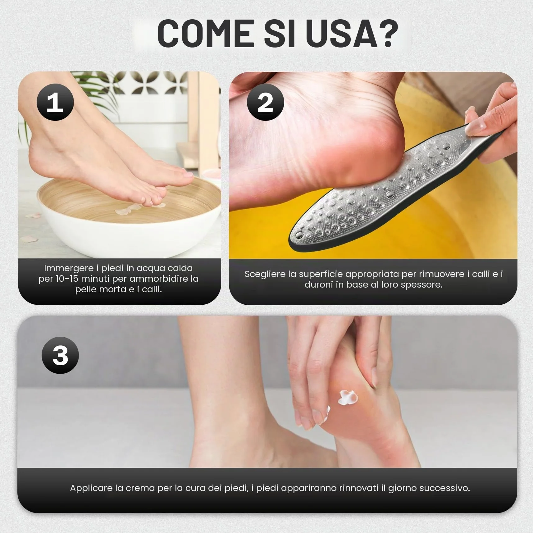 BEZOX Lima Per Piedi In Acciaio Inossidabile Professionale Attrezzi Pedicure Rimuovere Calli